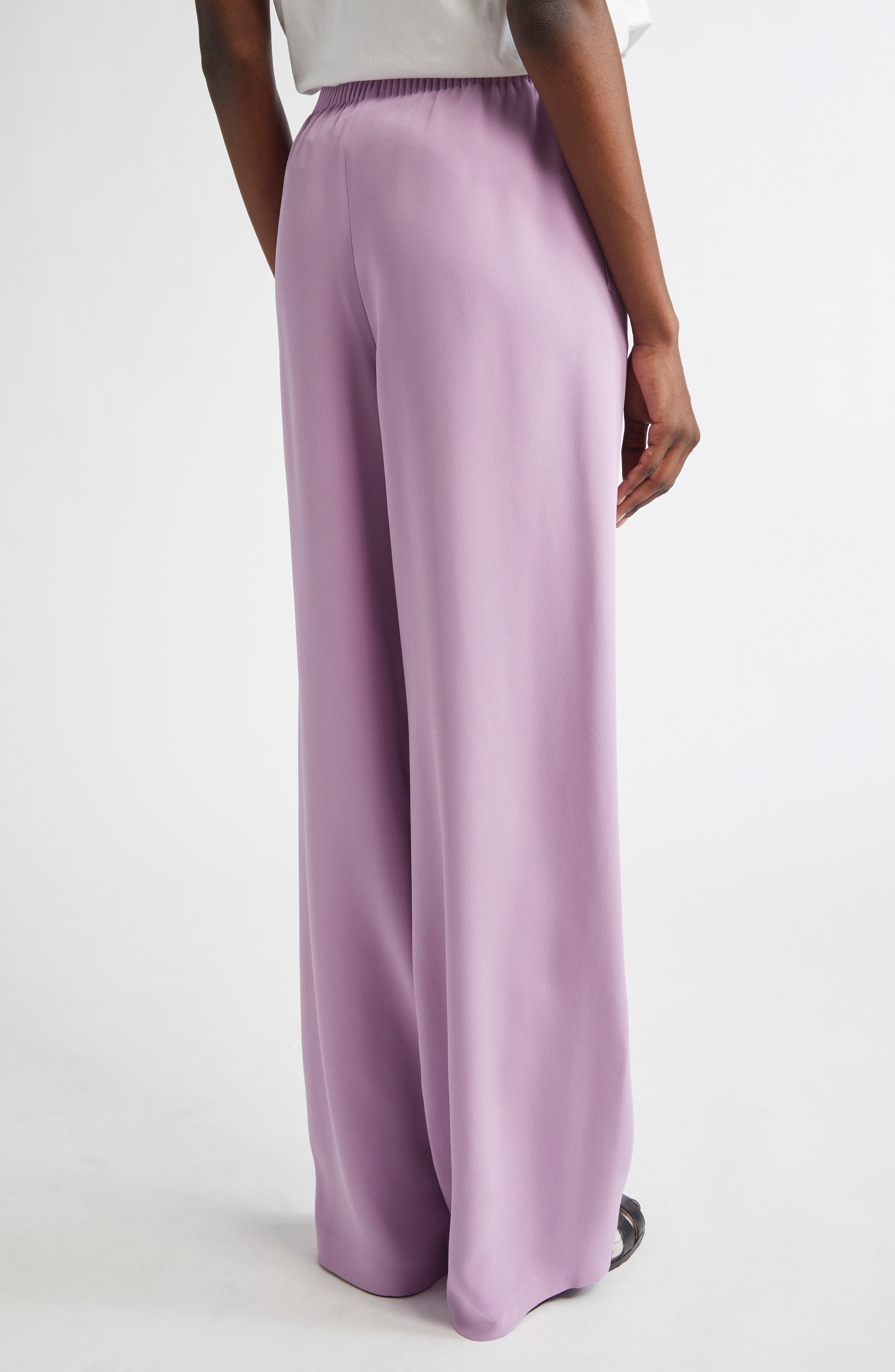 Valentino Garavani Silk Cady Couture Wide Leg Pants in Violet at Nordstrom - 3