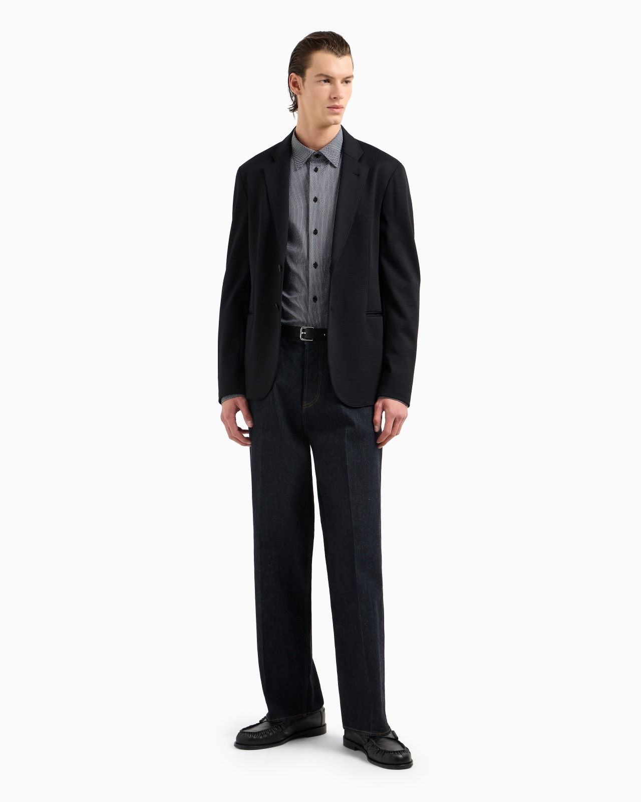 SINGLE-BREASTED JACKET IN STRETCH PIQUÉ TECHNICAL JERSEY - 4