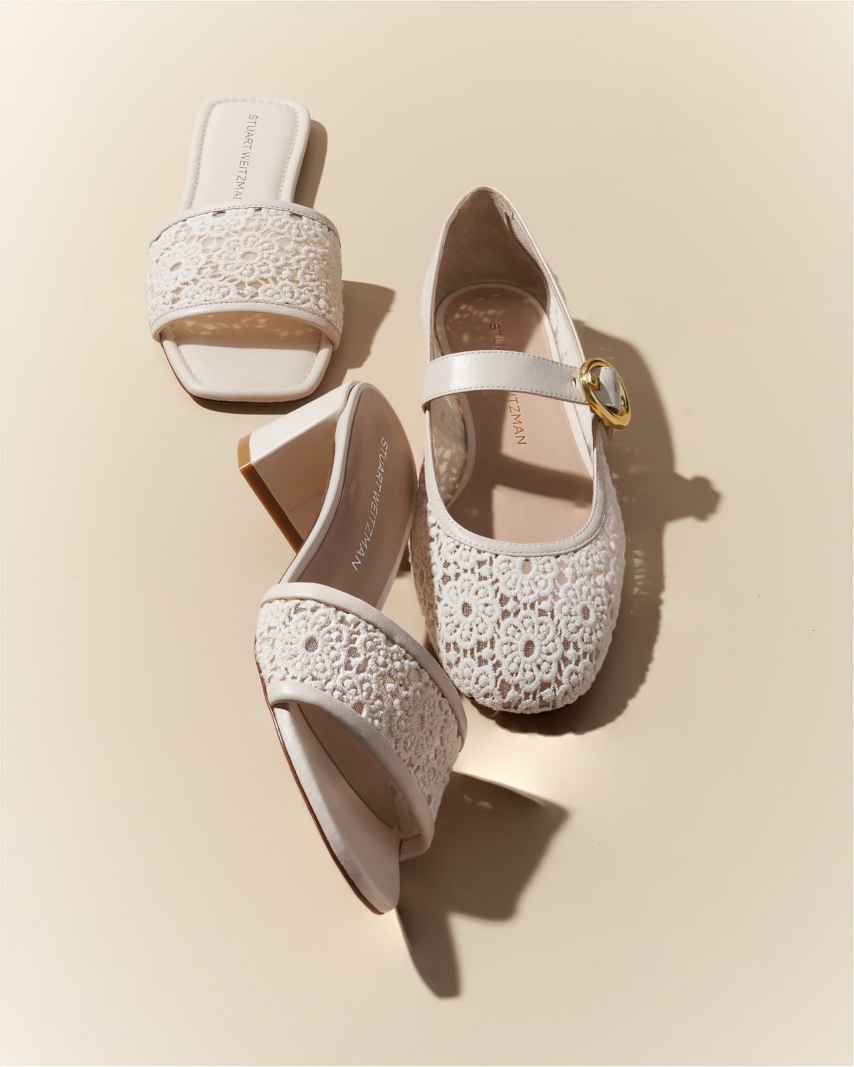 Stuart Weitzman Arabella Cotton Mary Jane Ballerina Flats