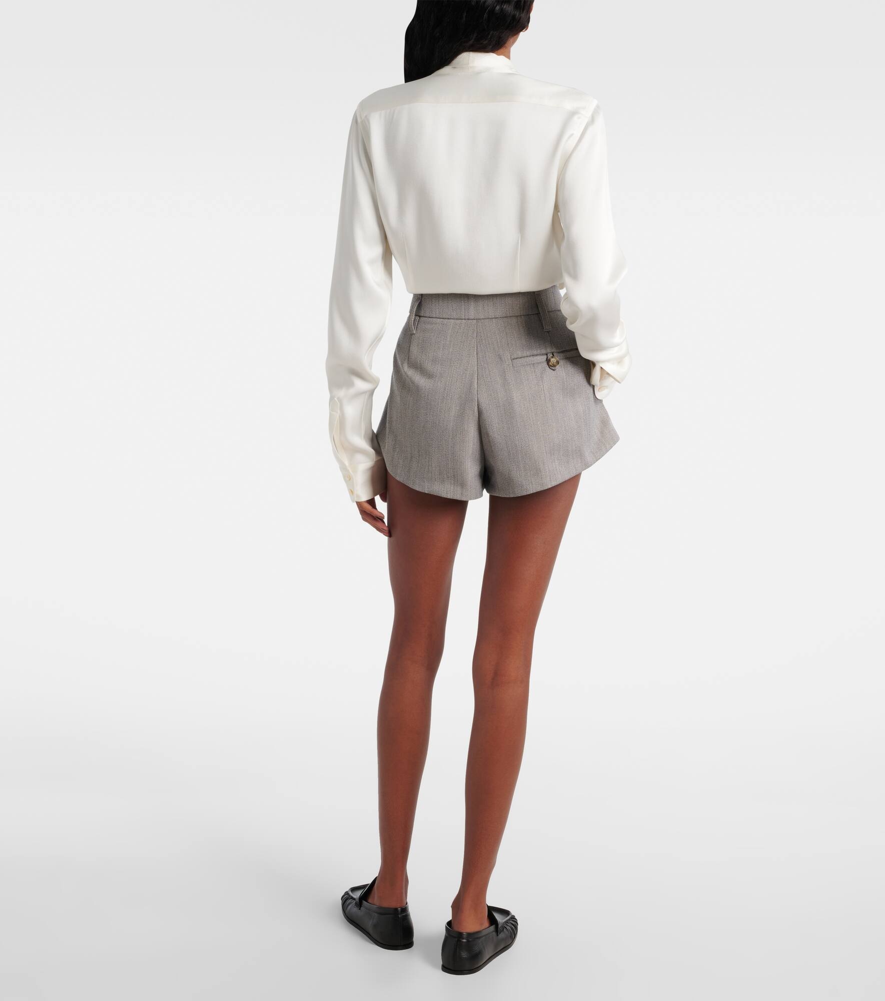High-rise wool-blend shorts - 3