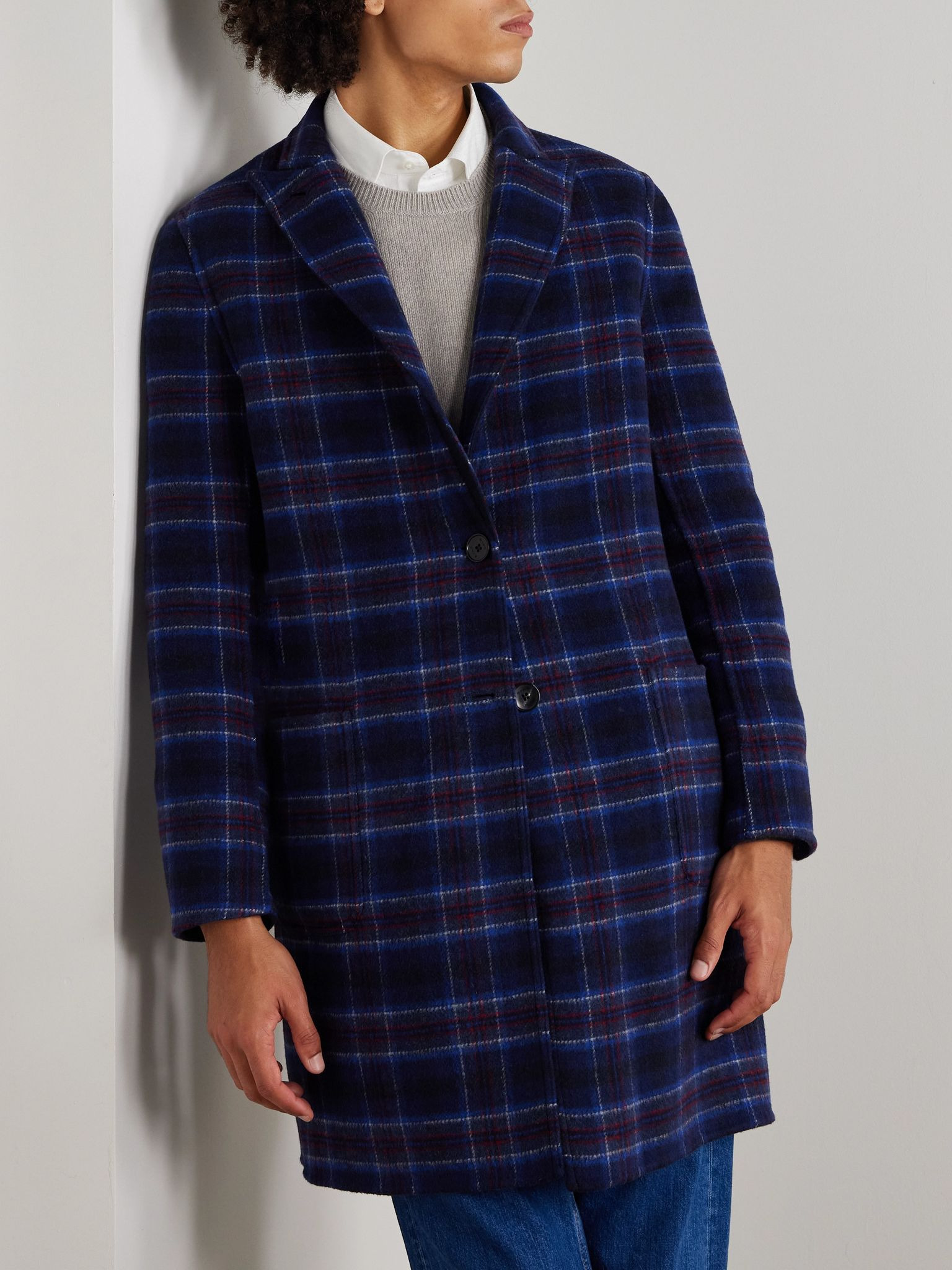 Reversible Wool-Blend Felt Coat Navy - 7