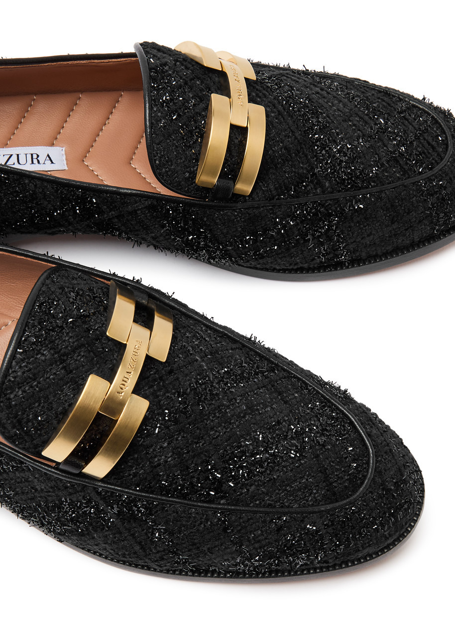 Brandi tinsel-weave tweed loafers - 3