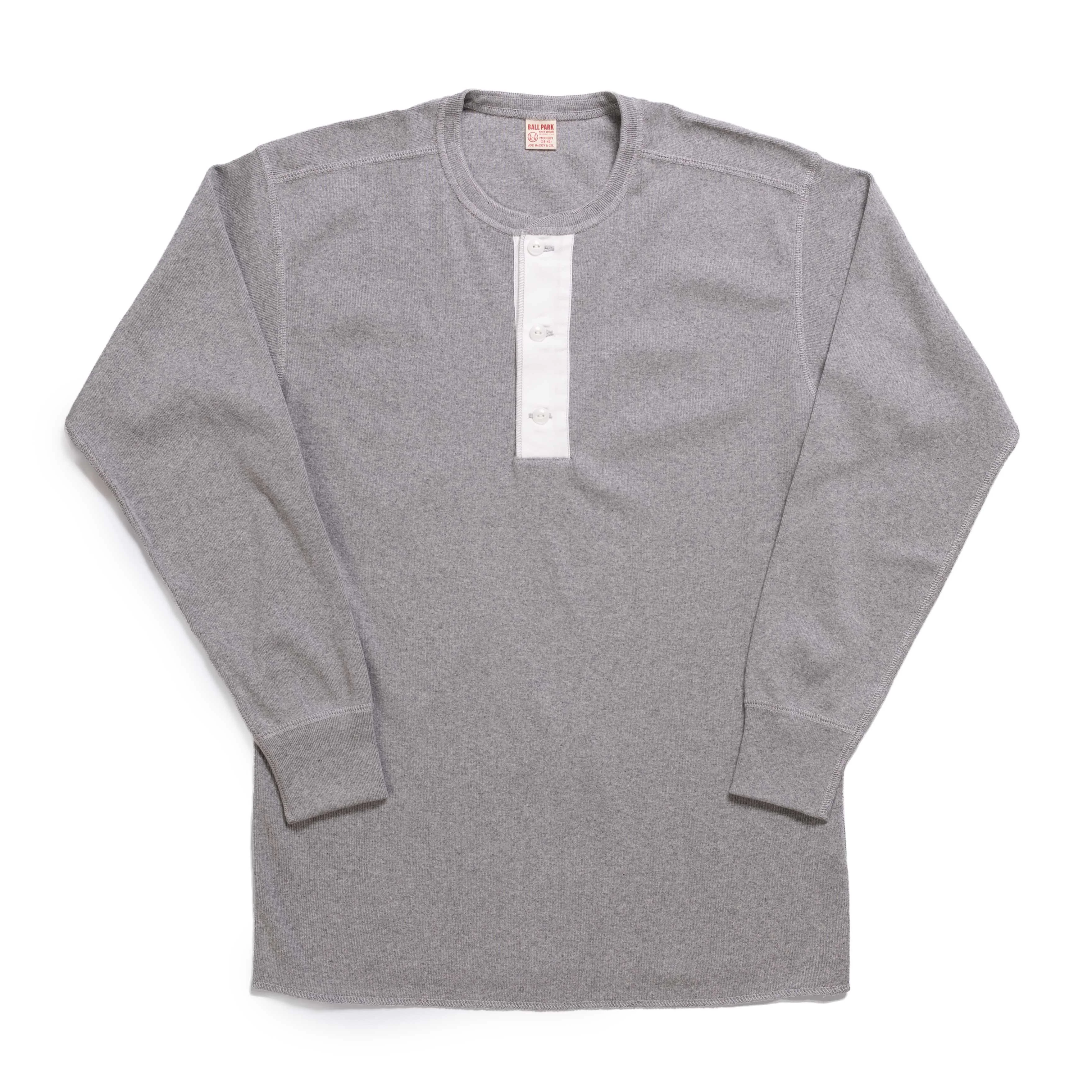 The Real McCoy's Union Henley Undershirt L/S Medium Grey - 1