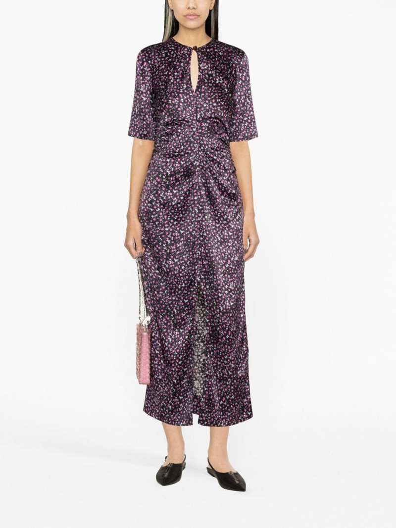 GANNI floral-print silk dress outlook