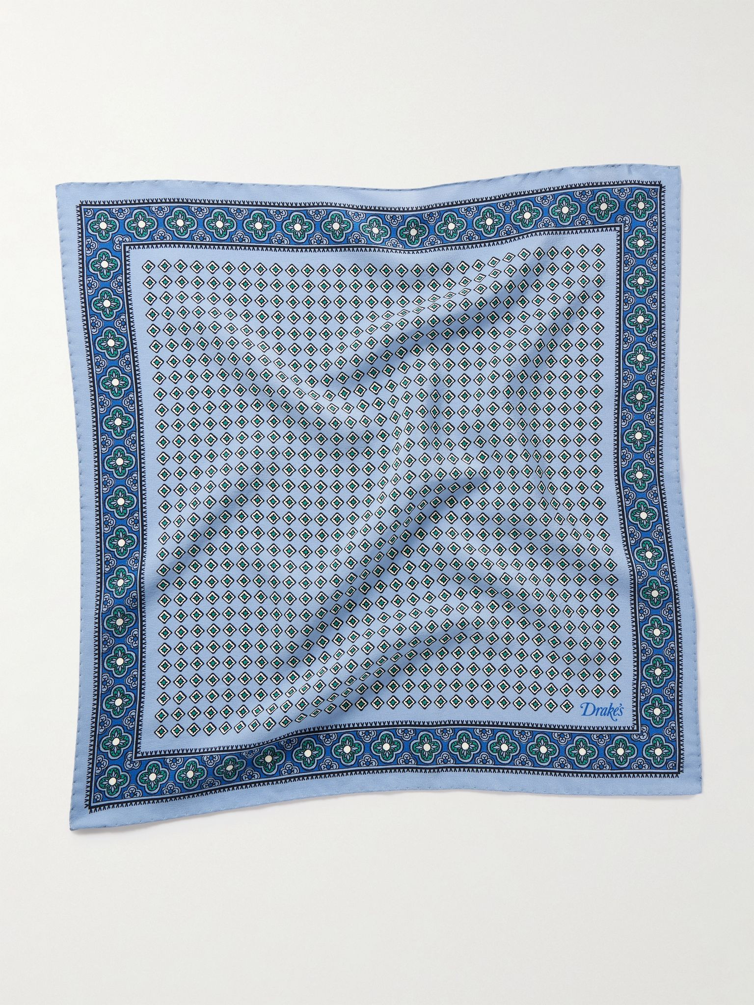 Printed Silk Pocket Square Blue - 2