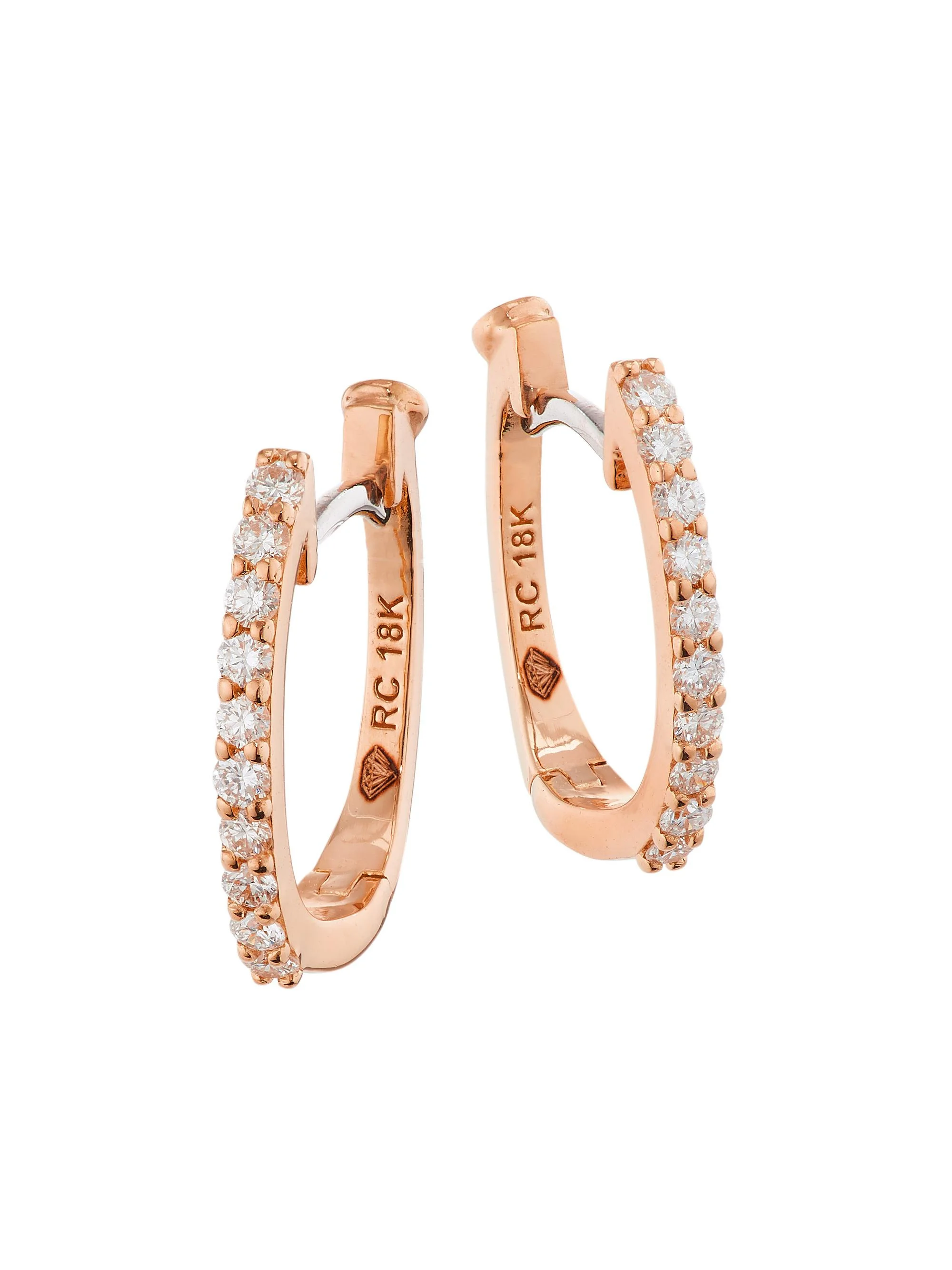 Women's 18K Rose Gold & Diamond Pavé Huggie Hoop Earrings - Rose Gold - 1