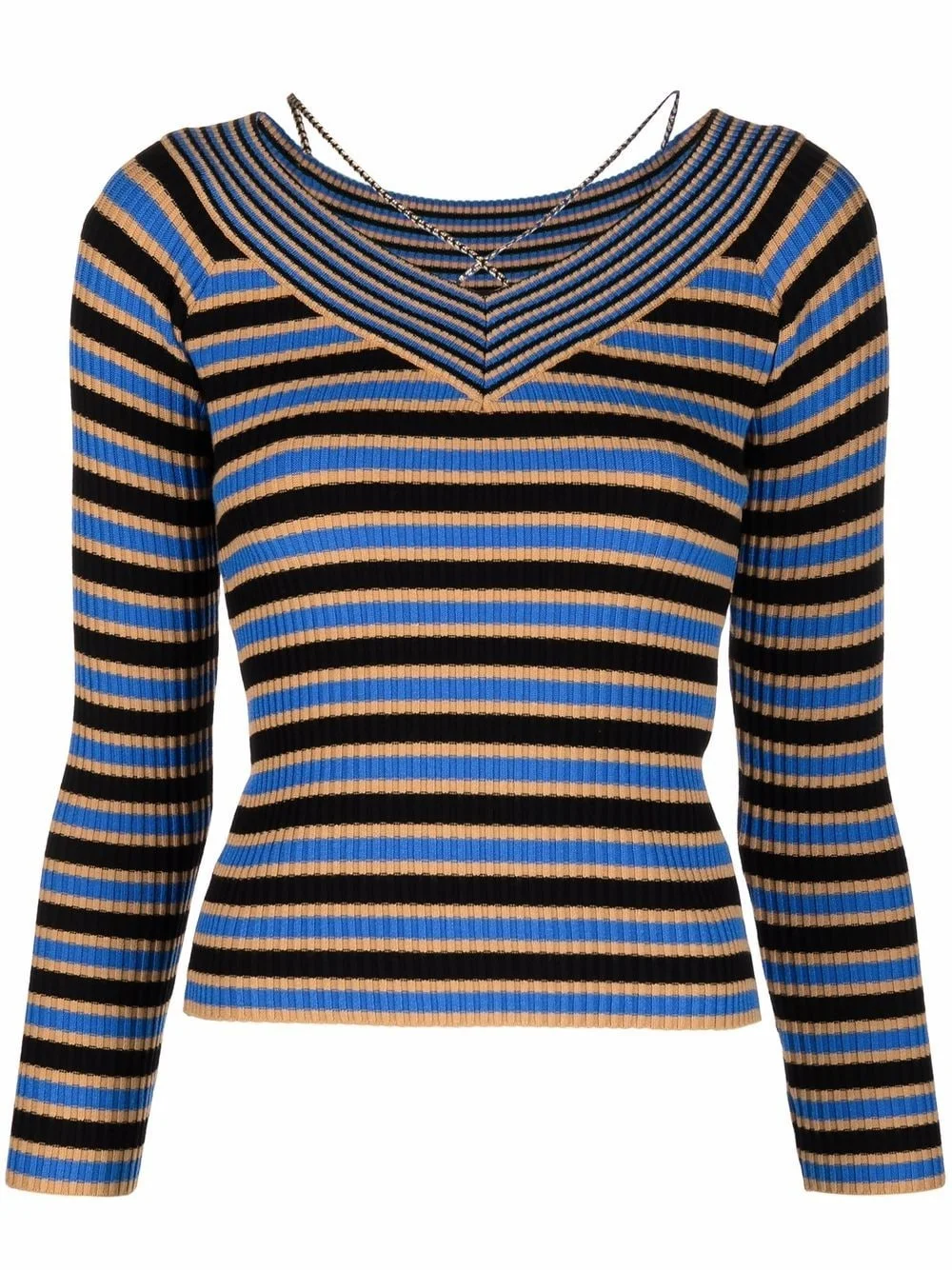 striped rib-knit jumper - 1