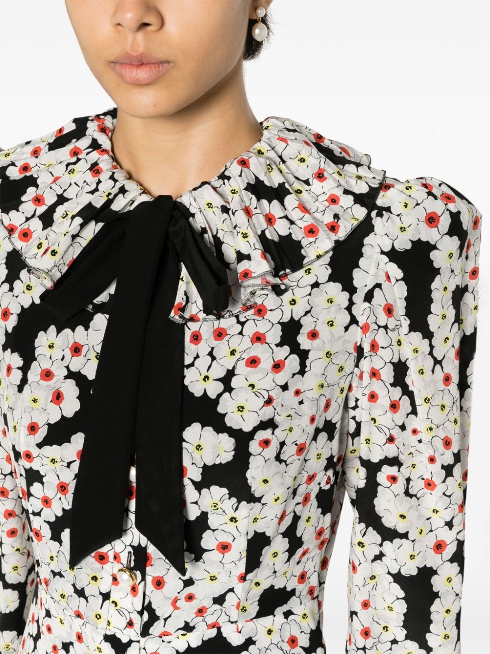daisy-print silk dress - 5