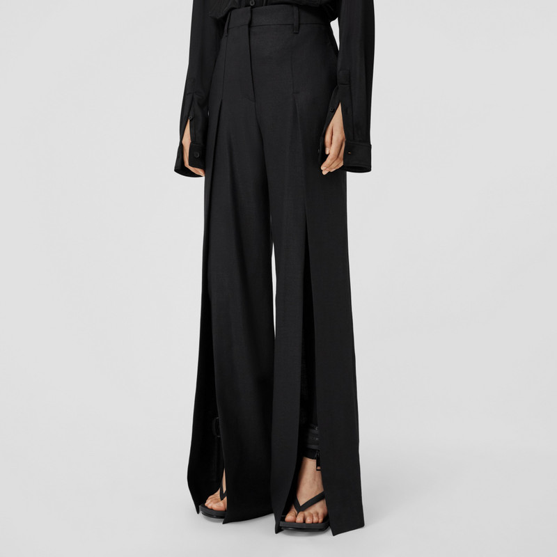 Split Detail Wool Ramie Wide-leg Trousers 4