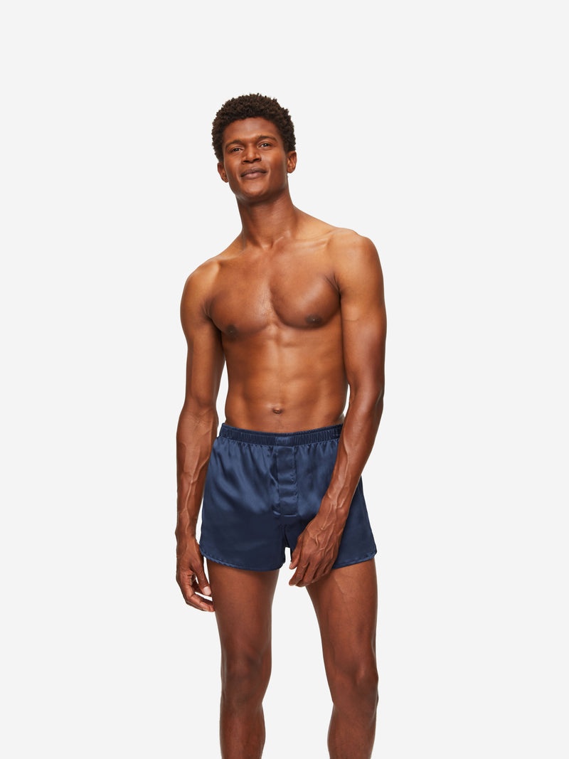 Men's Modern Fit Boxers Bailey Silk Satin Navy - 3