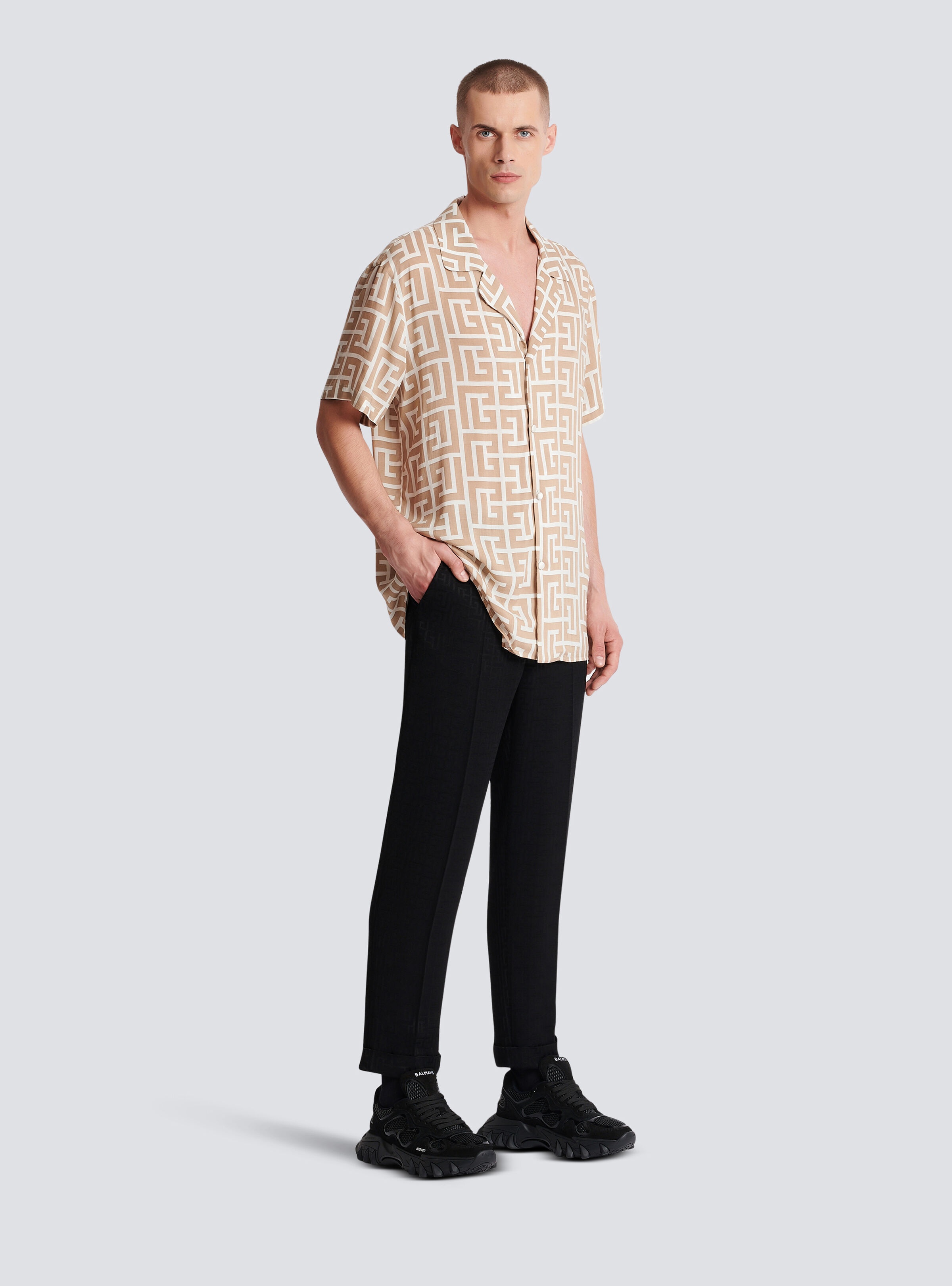 Monogram print flowing shirt - 3