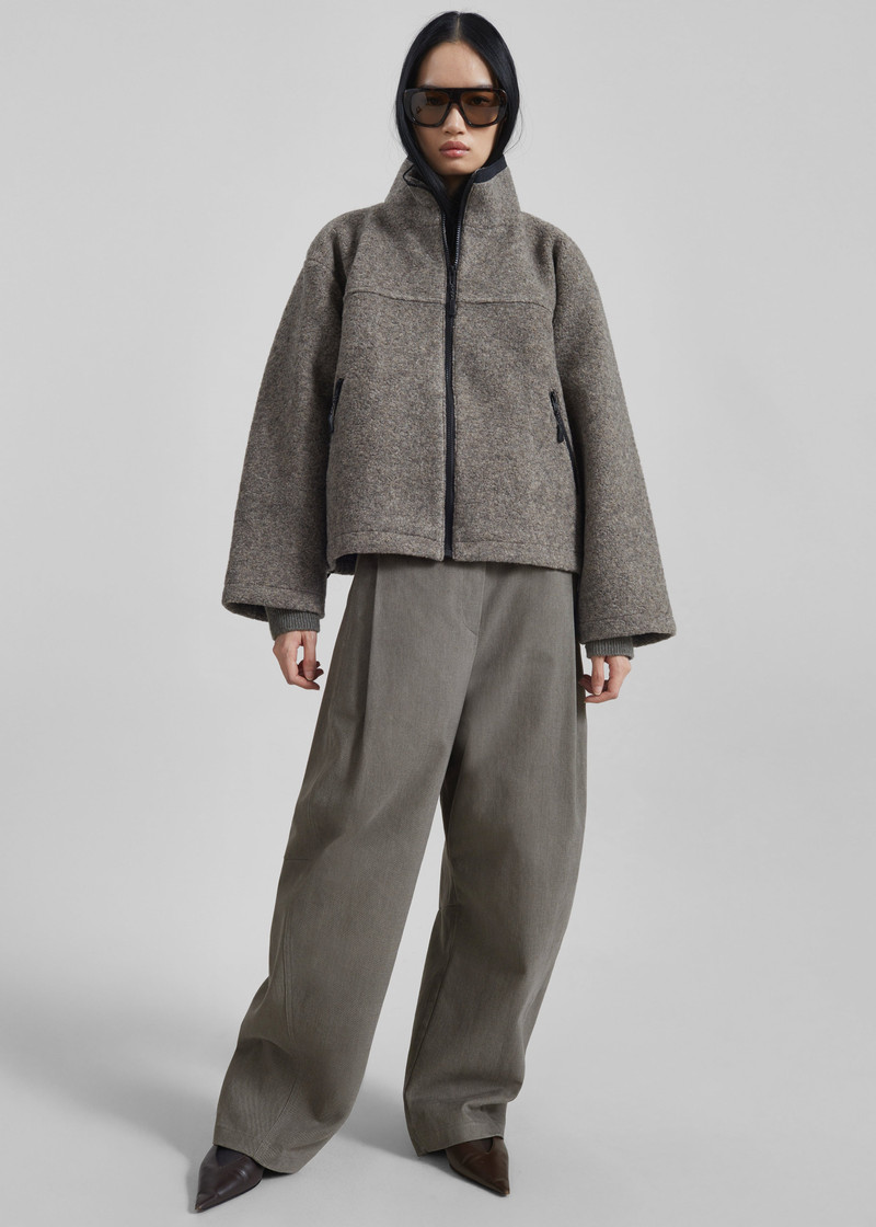 Kenei Fleece Zip Jacket - Greige Melange 3