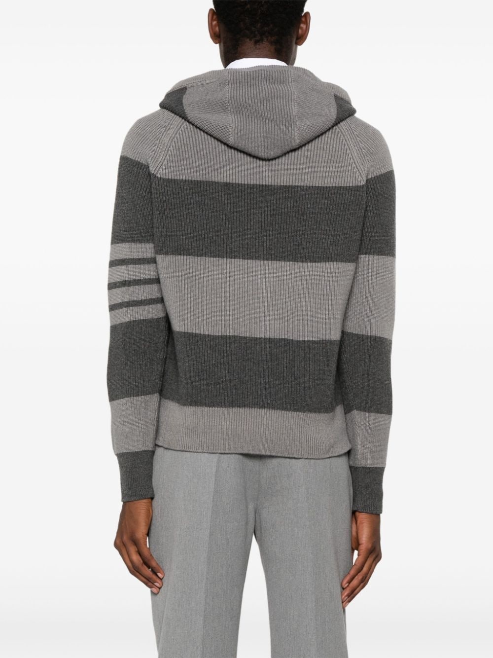 striped knitted hoodie - 4