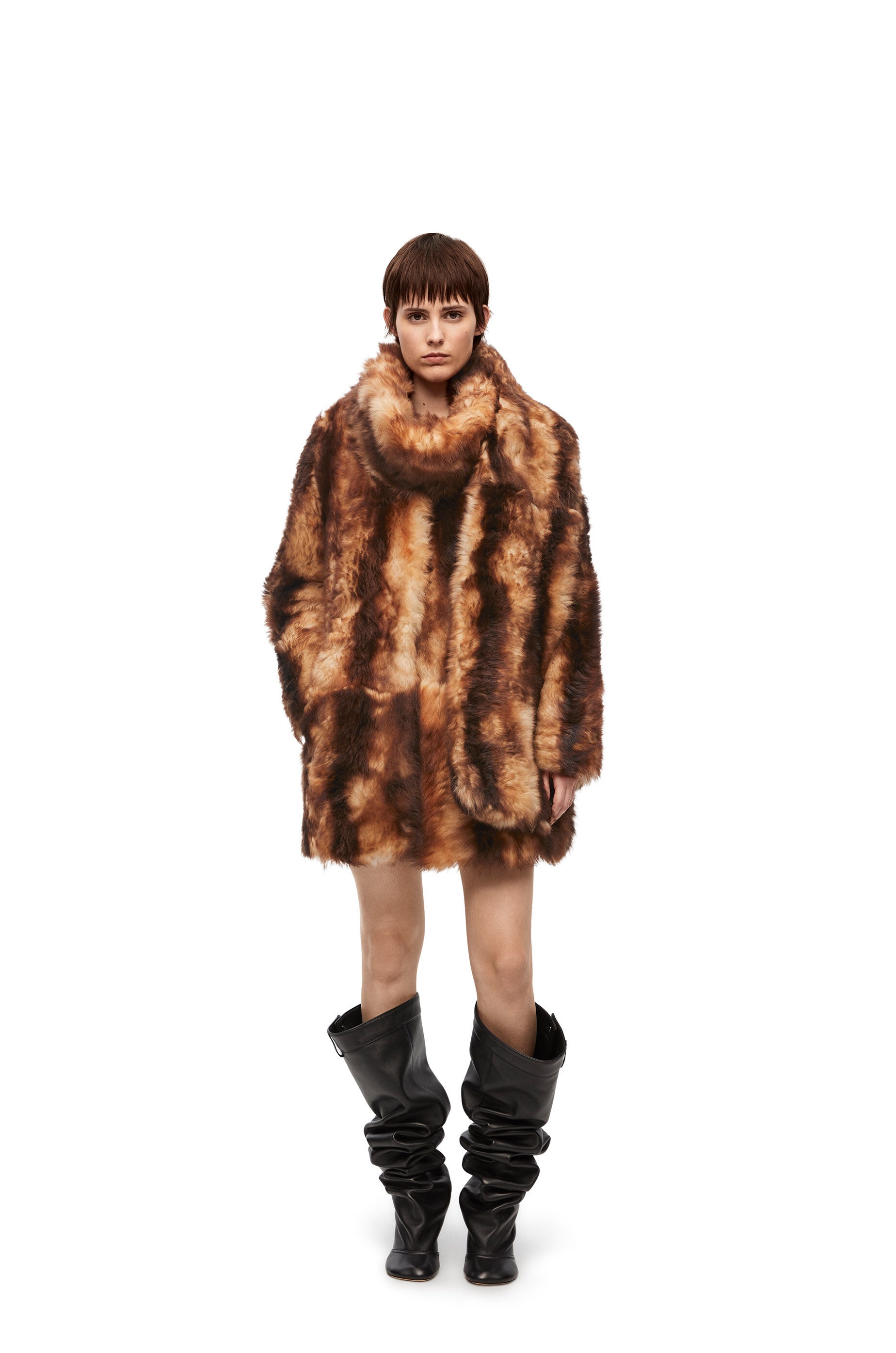 Scarf coat in shearling - 3