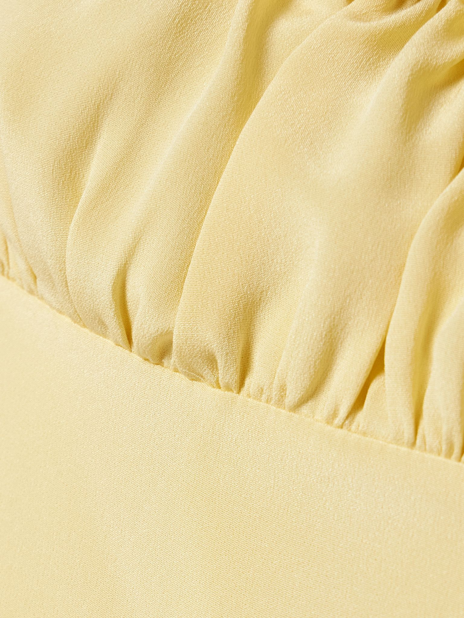 Bow-embellished satin-trimmed silk-crepe maxi dress Yellow - 4