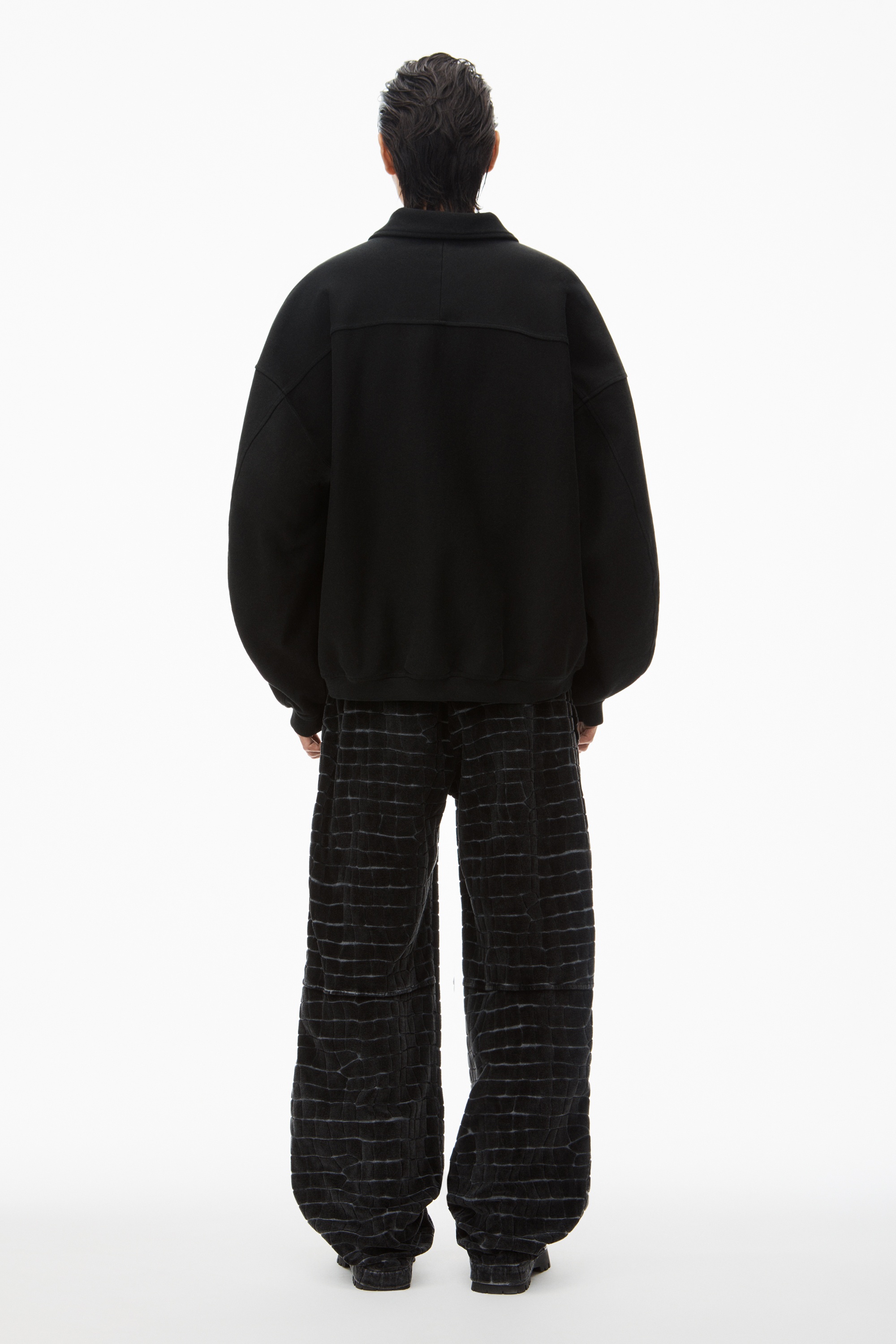 crocodile jacquard velour track pants - 4
