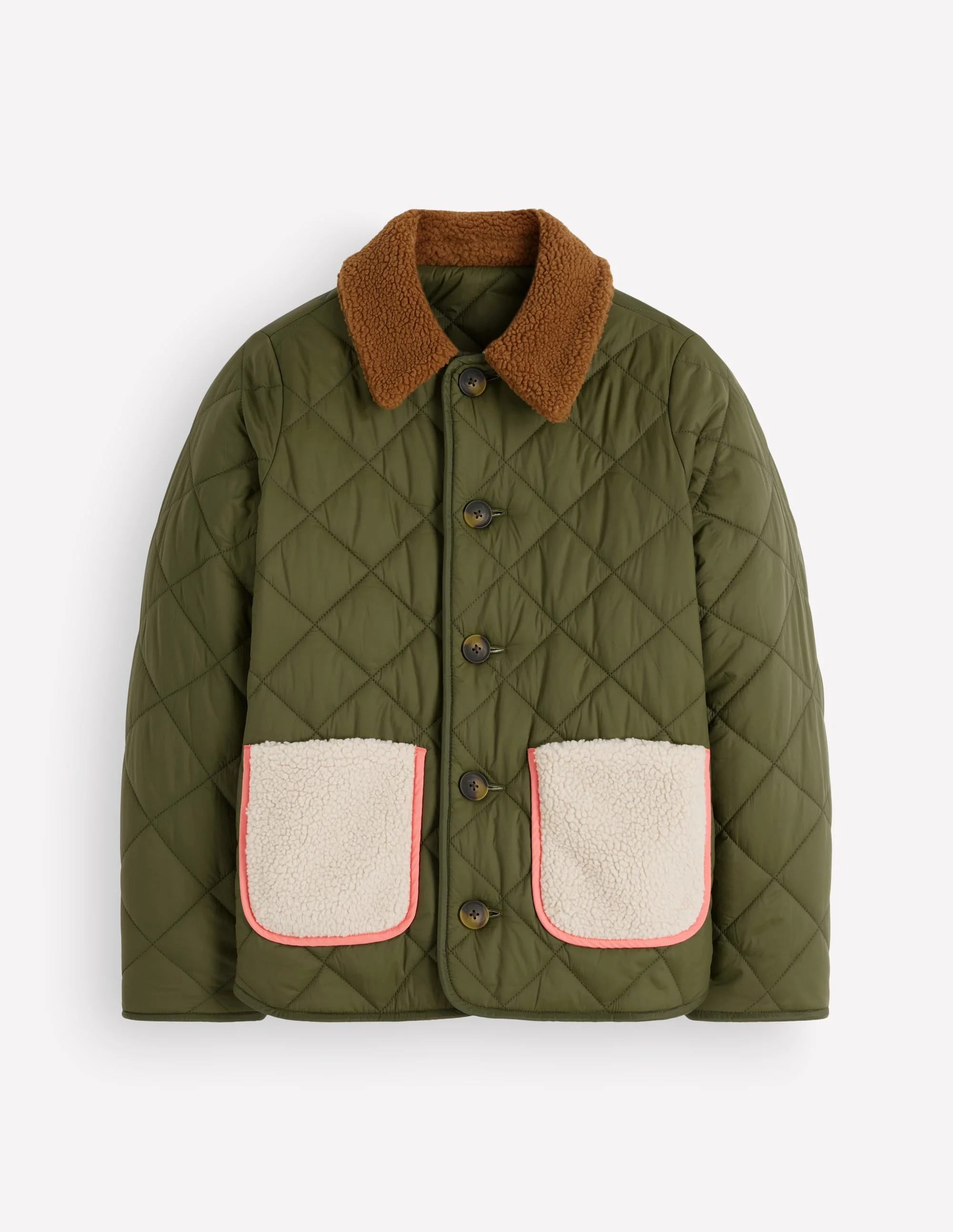Reversible Borg Mix Coat-Woodland Green - 1