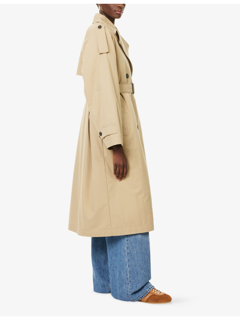 Double-Breasted Padded Woven Trench Coat - 3