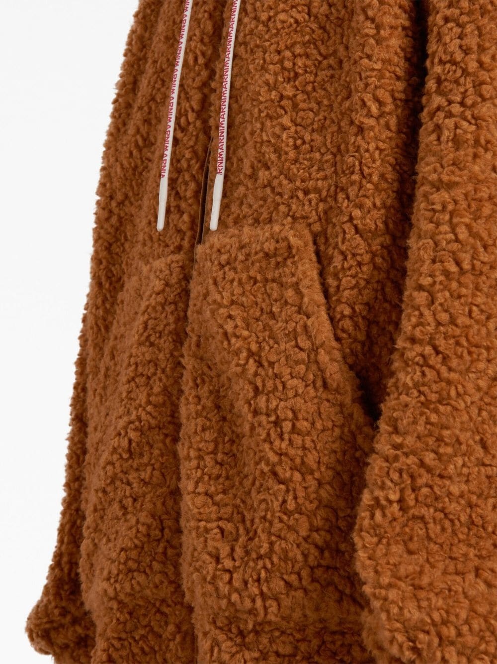 logo-print-drawstring faux-fur jacket - 6