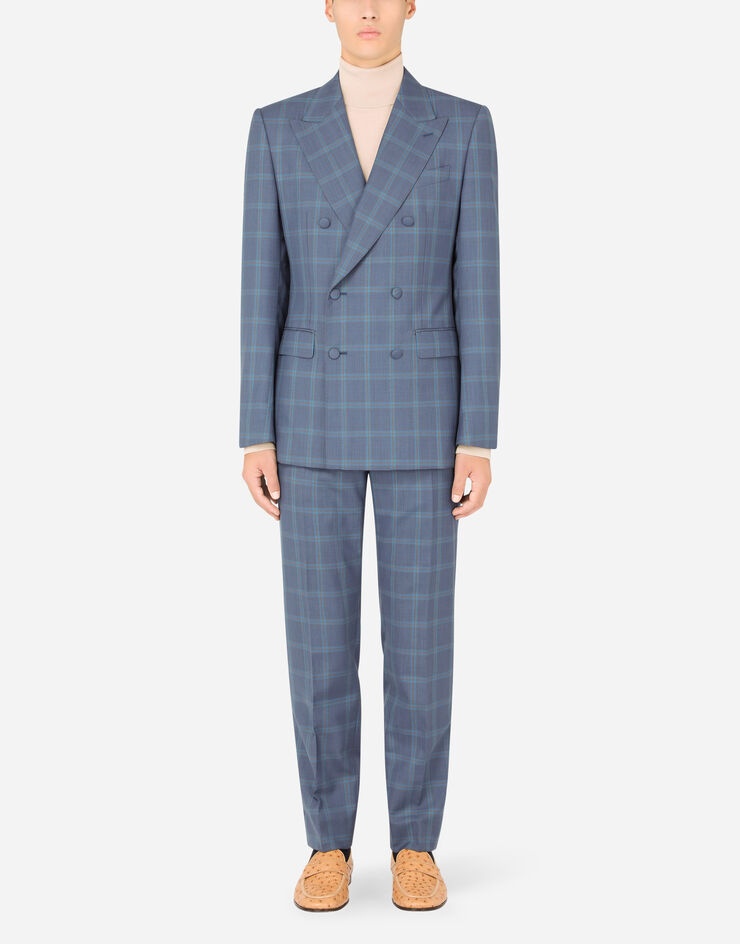 Double-breasted checked wool Sicily-fit suit - 1