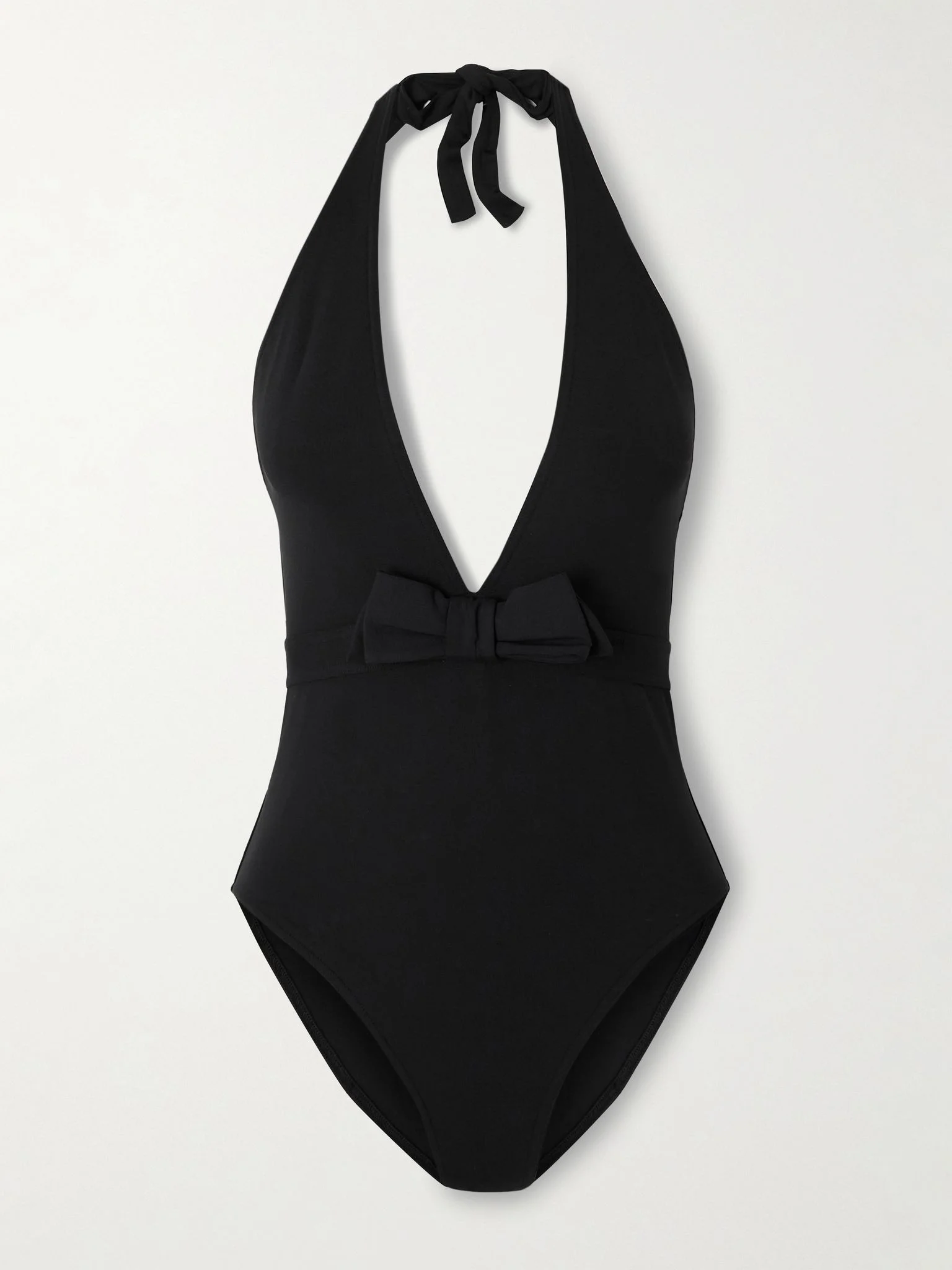 Couture bow-detailed halterneck swimsuit Black - 1