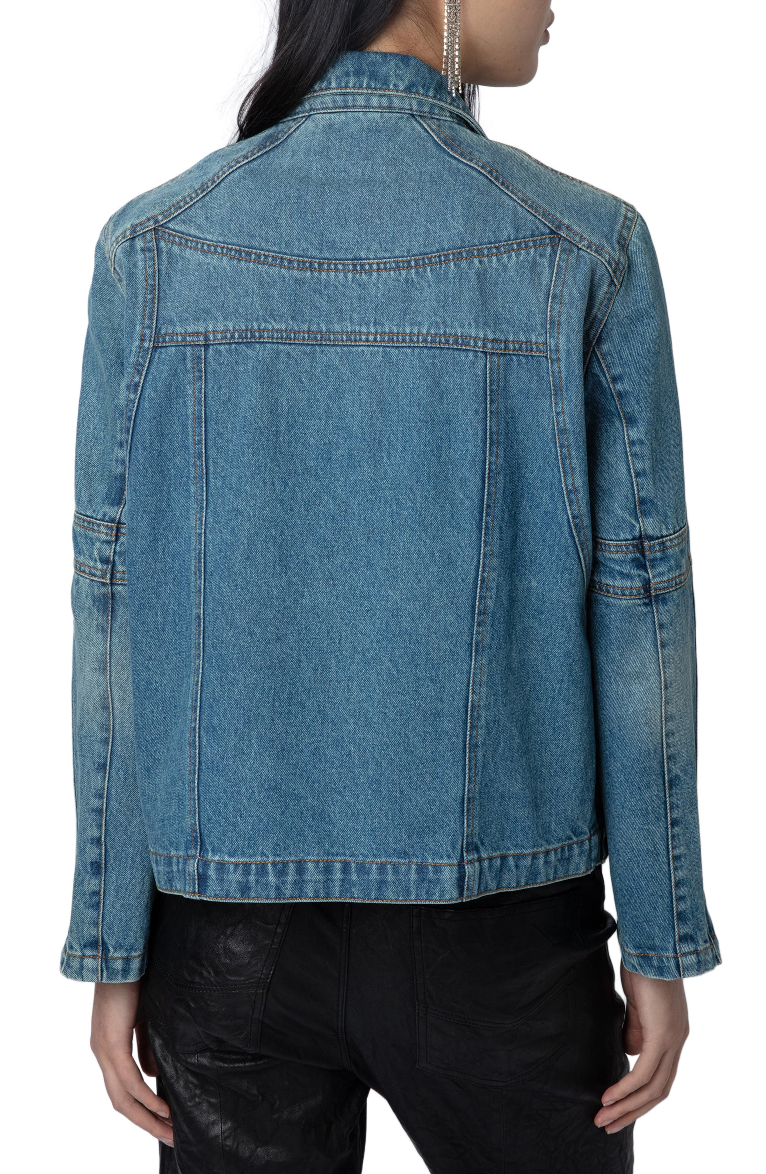 Zadig & Voltaire Bons Cotton Denim Jacket in Light Blue at Nordstrom - 7