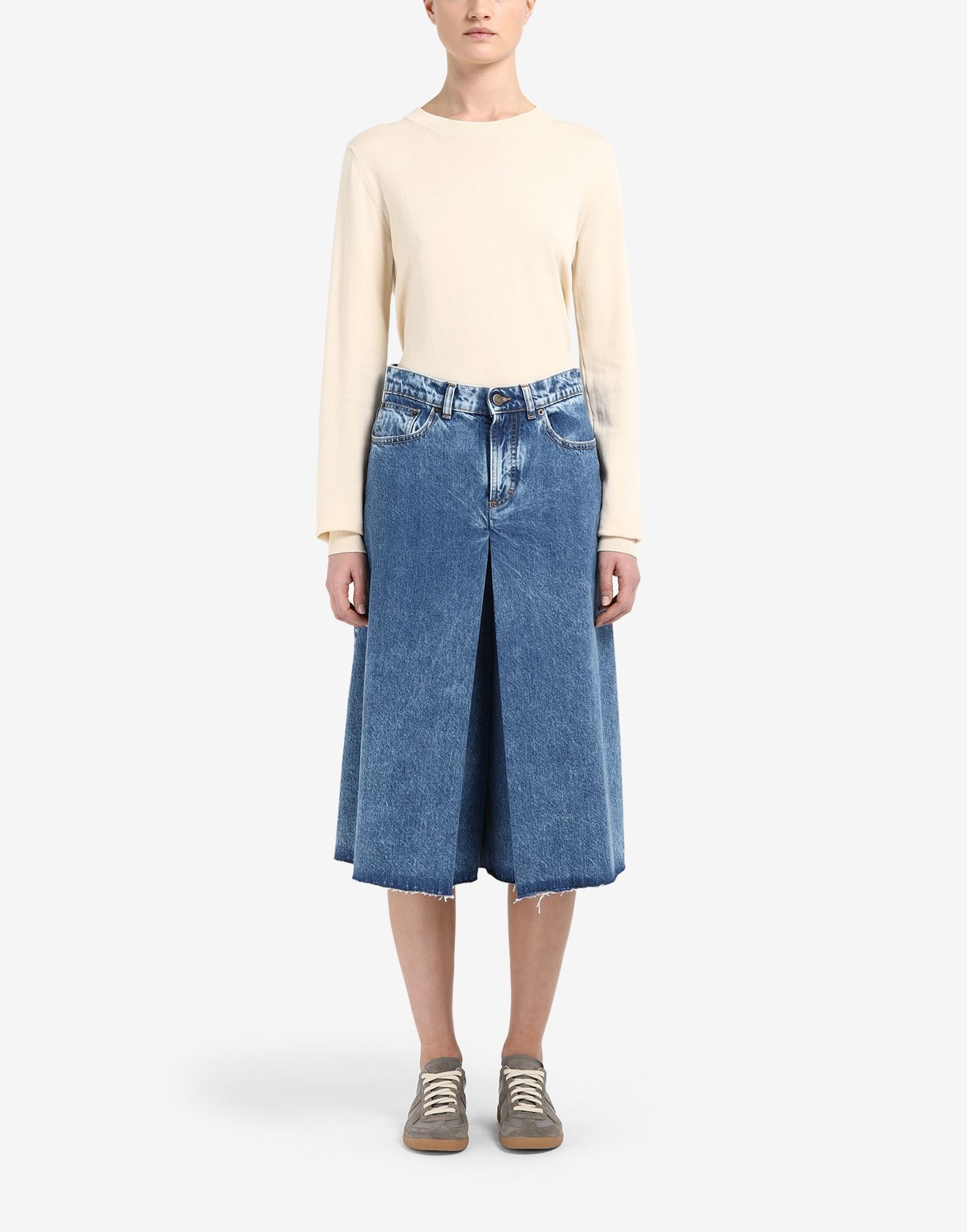 Spliced recycled denim culottes - 2