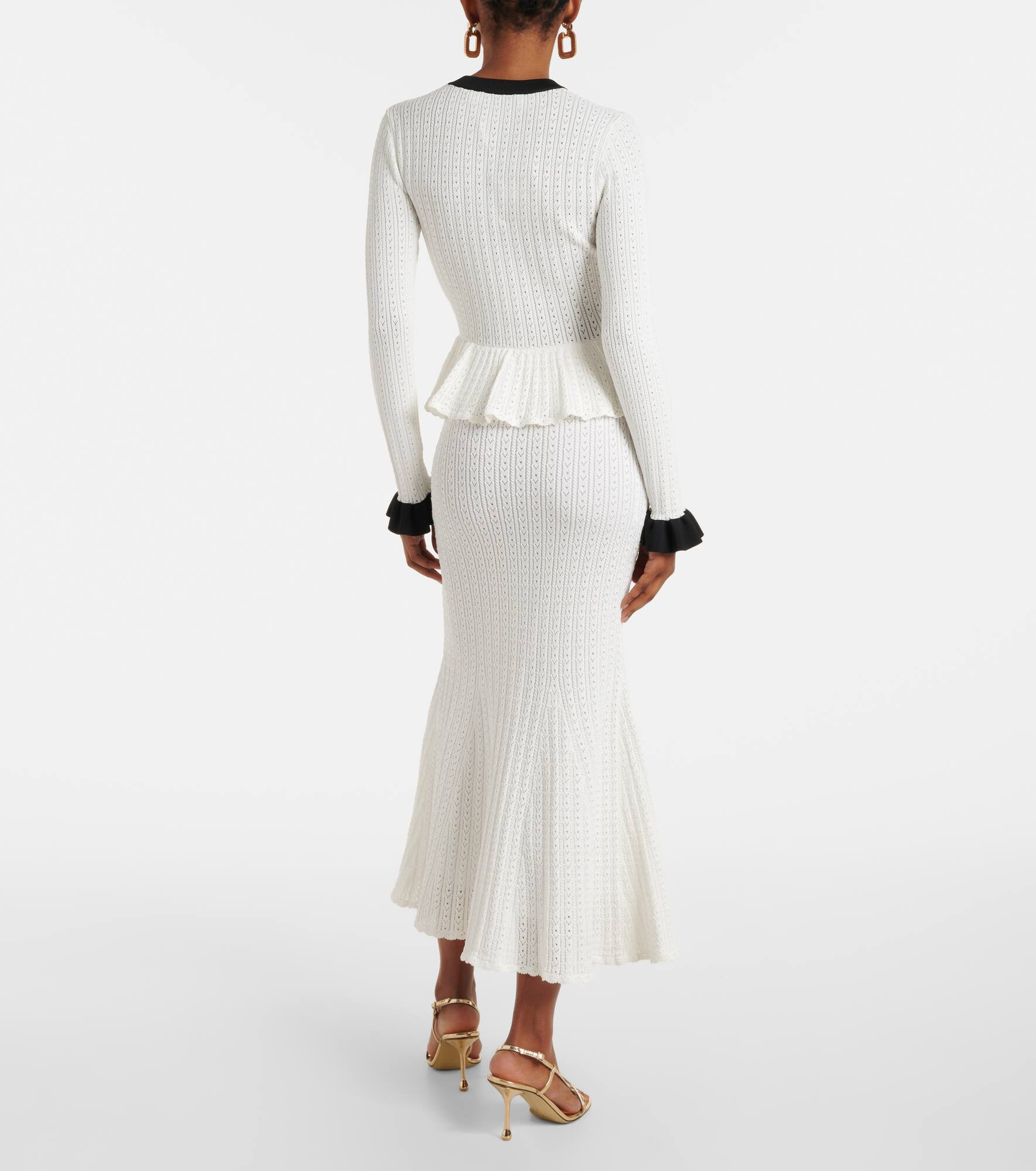 Pointelle peplum midi dress - 3