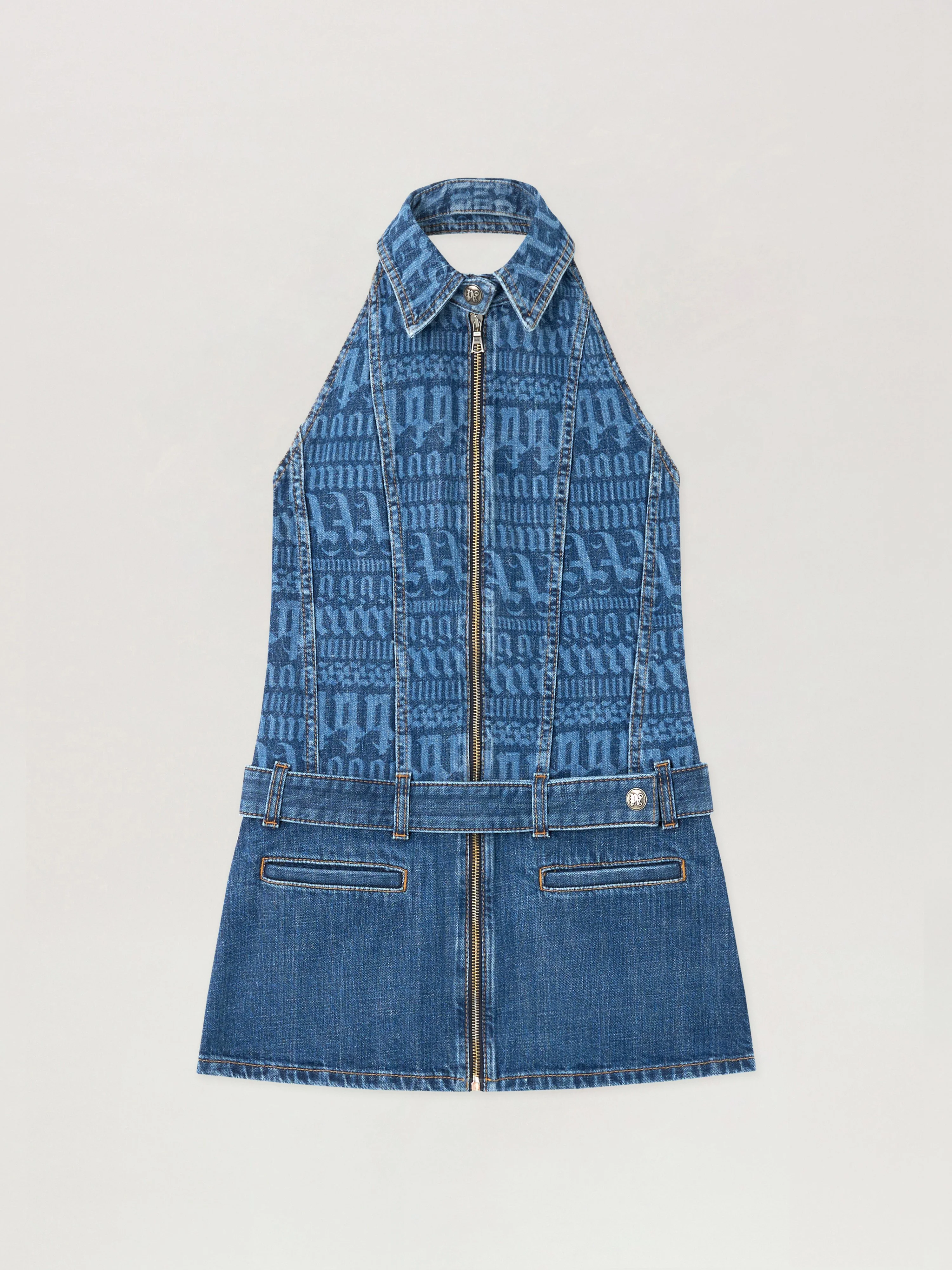 All-over Logo Denim Dress - 1