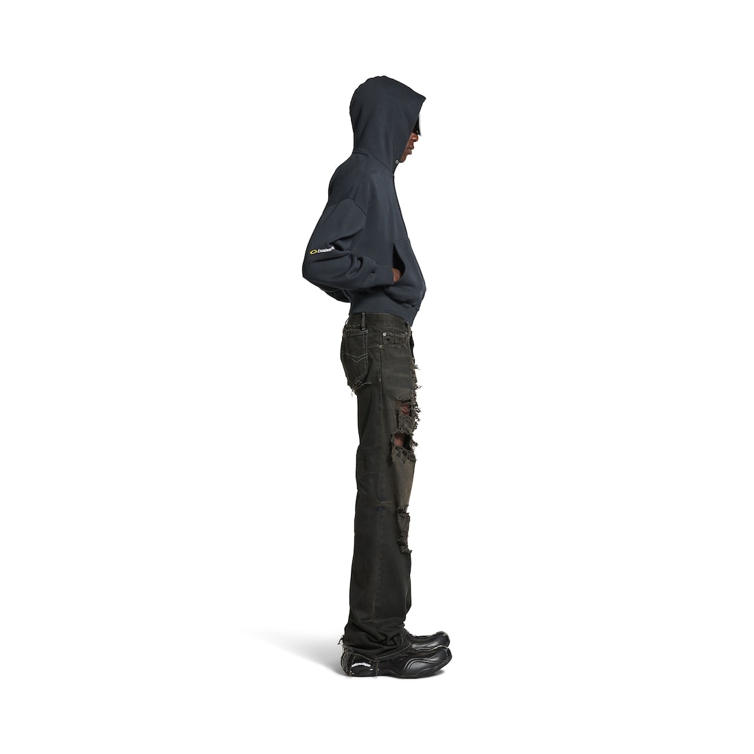 Fitted Low-waist Pants in Anthracite - 4