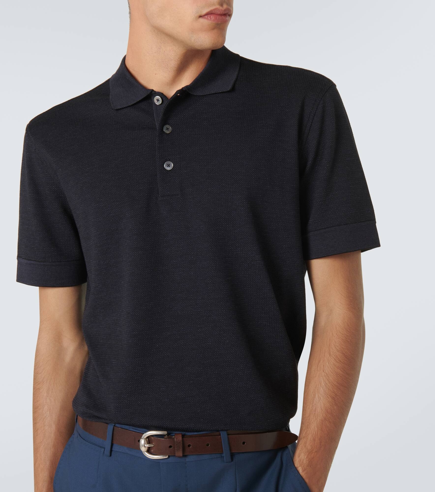Cotton-blend polo shirt - 5