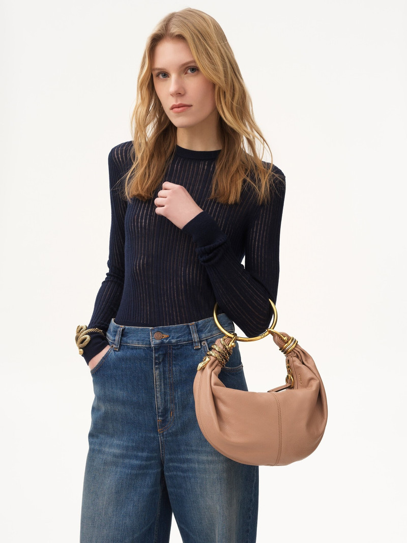 Chloé SMALL SNAKE BRACELET HOBO BAG IN GRAINED LEATHER outlook