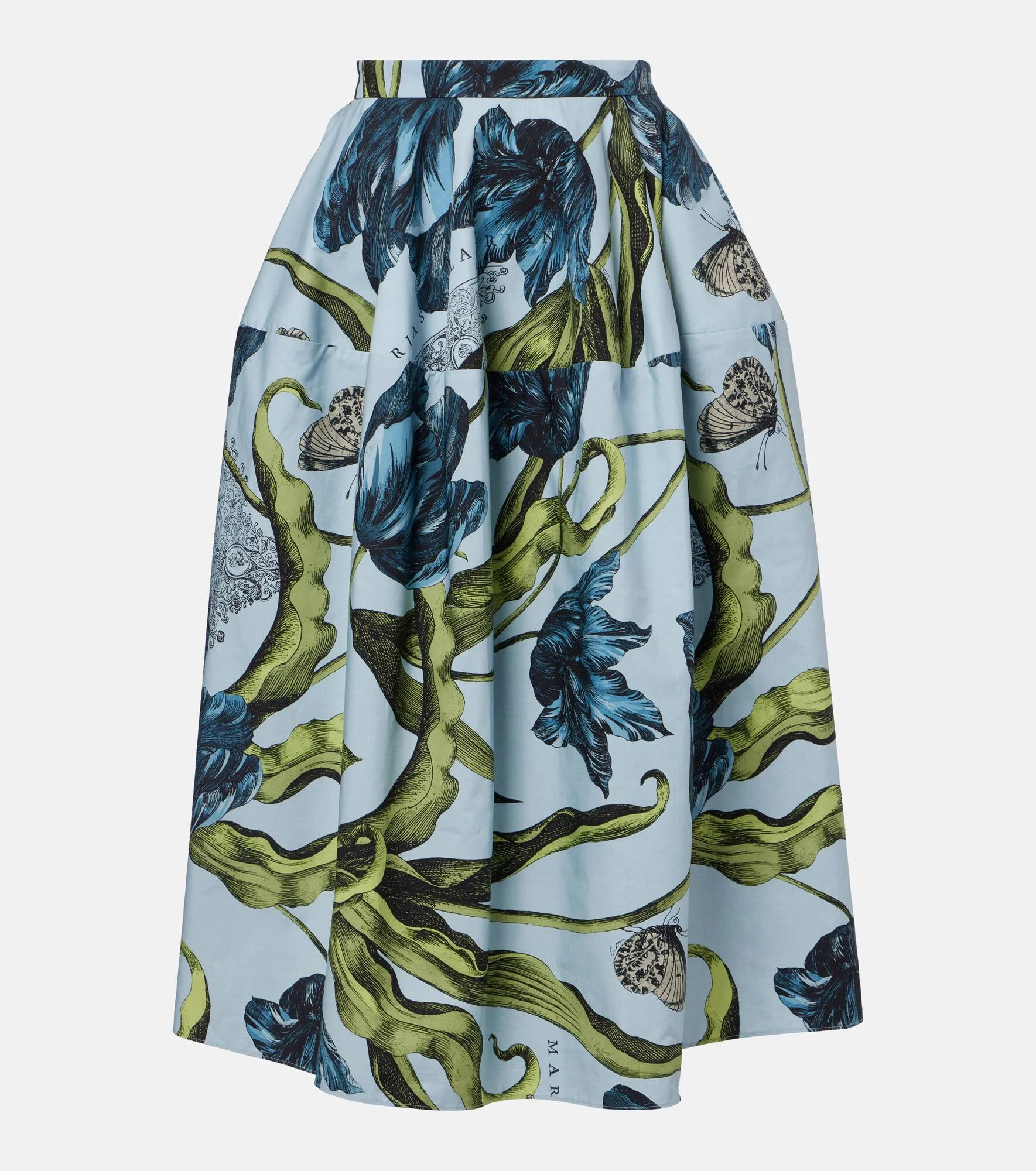 Floral cotton poplin midi skirt - 1