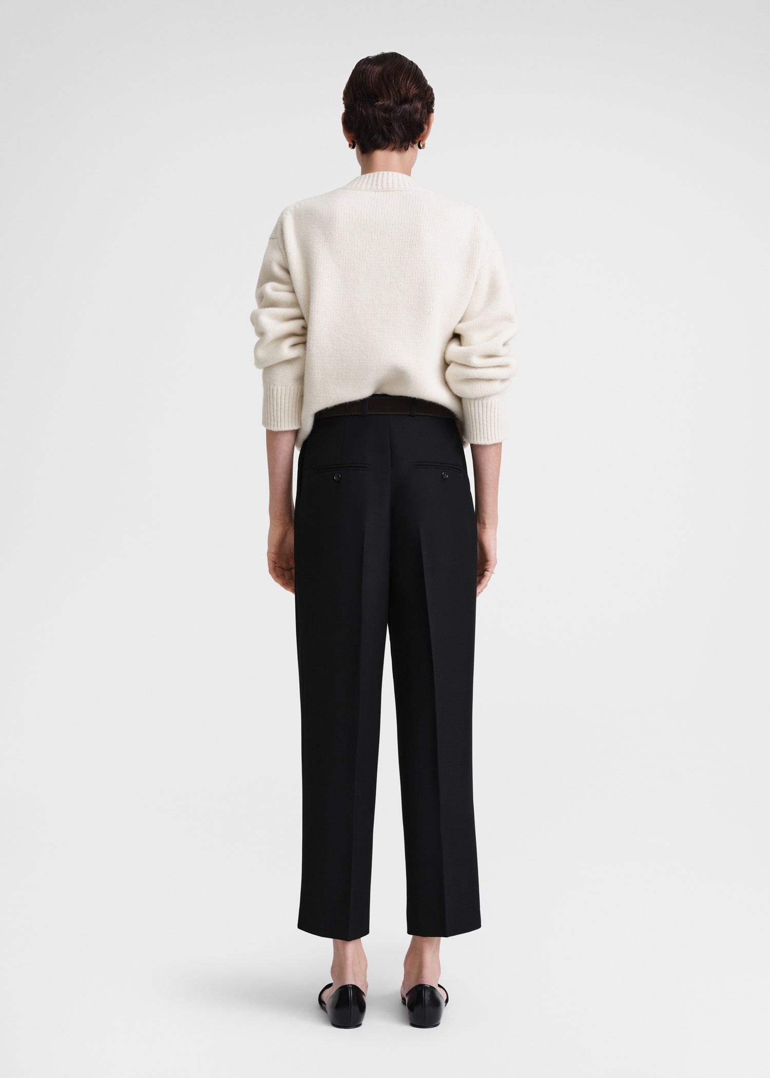 Double-pleated cropped trousers black - 5