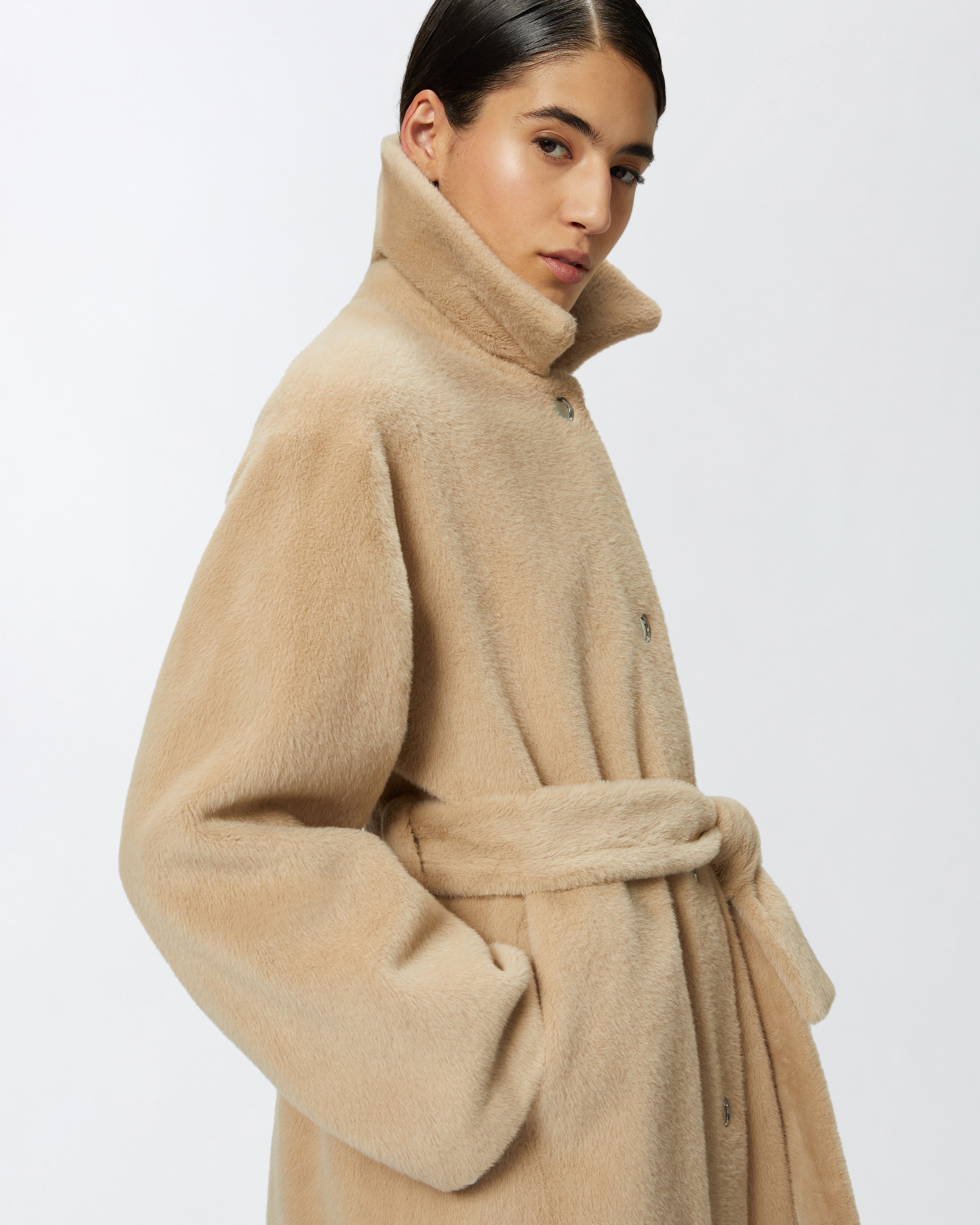 SHORT FUR-EFFECT COAT WITH BELT - 5