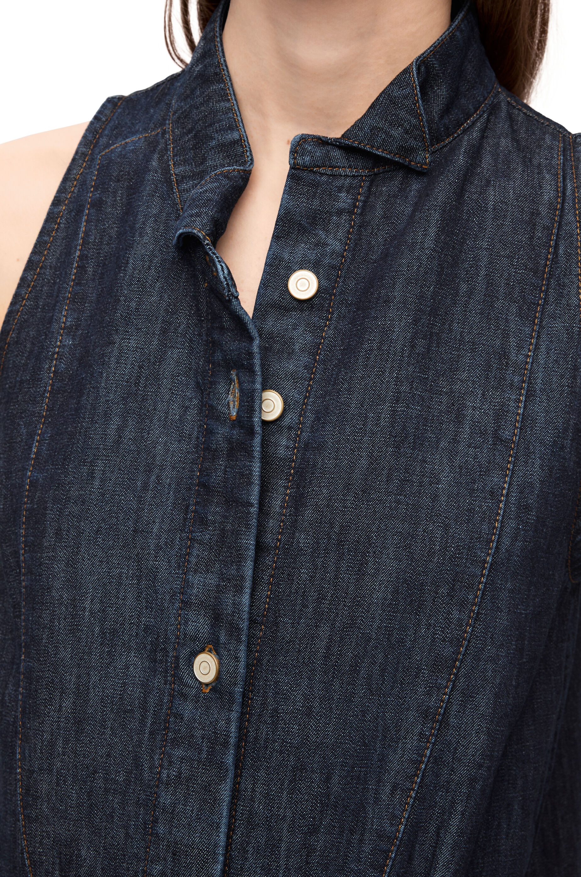 Asymmetric shirt dress in denim - 4