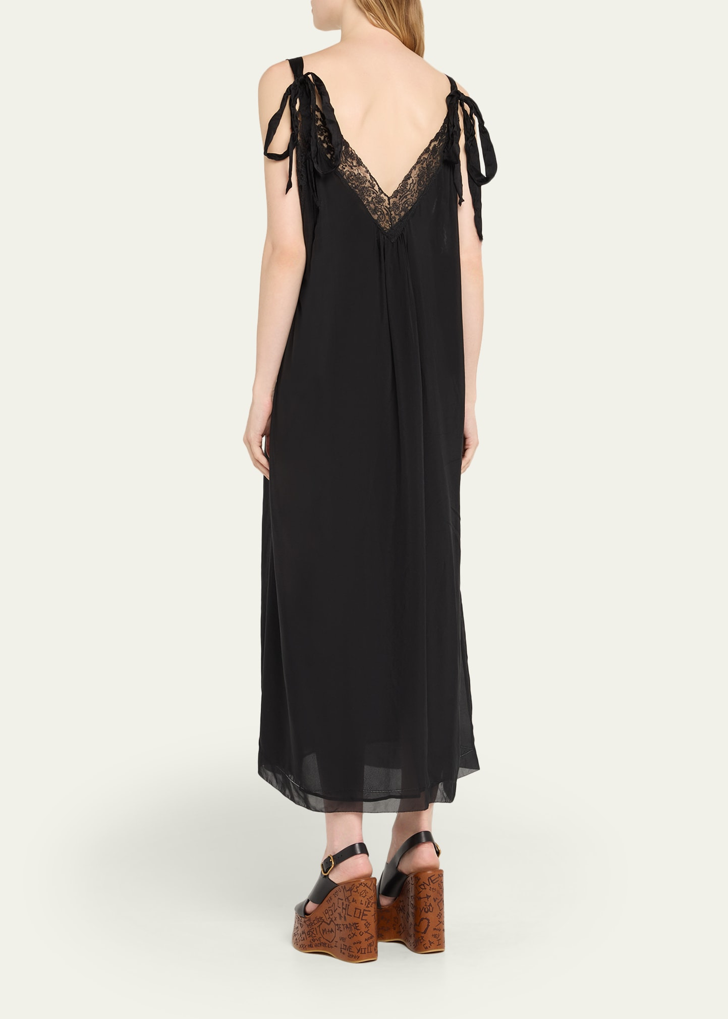 Lace-Trim Sleeveless Midi Slip Dress - 3