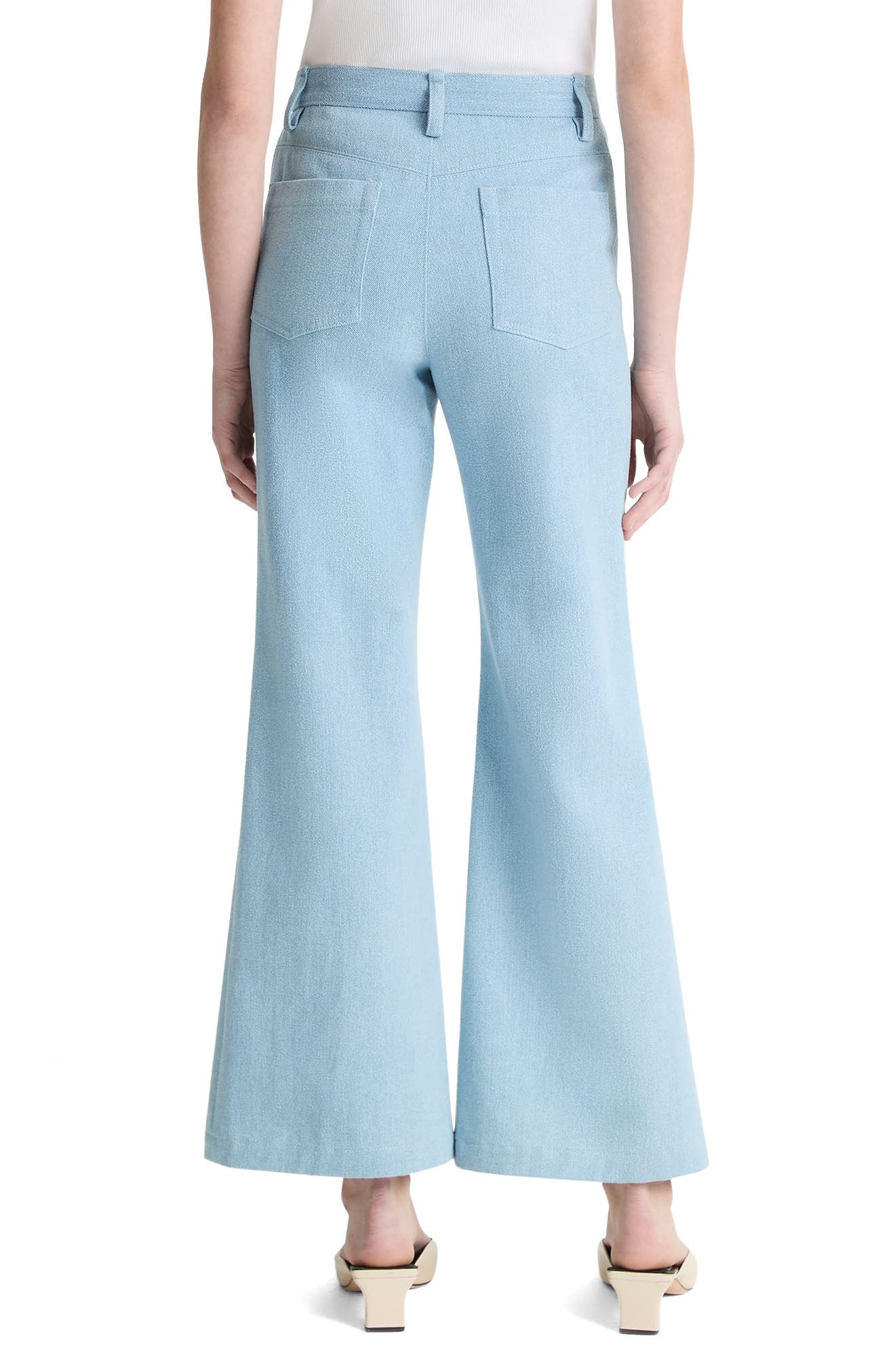 Vince Textured Cotton Flare Pants in Pale Indigo at Nordstrom - 2