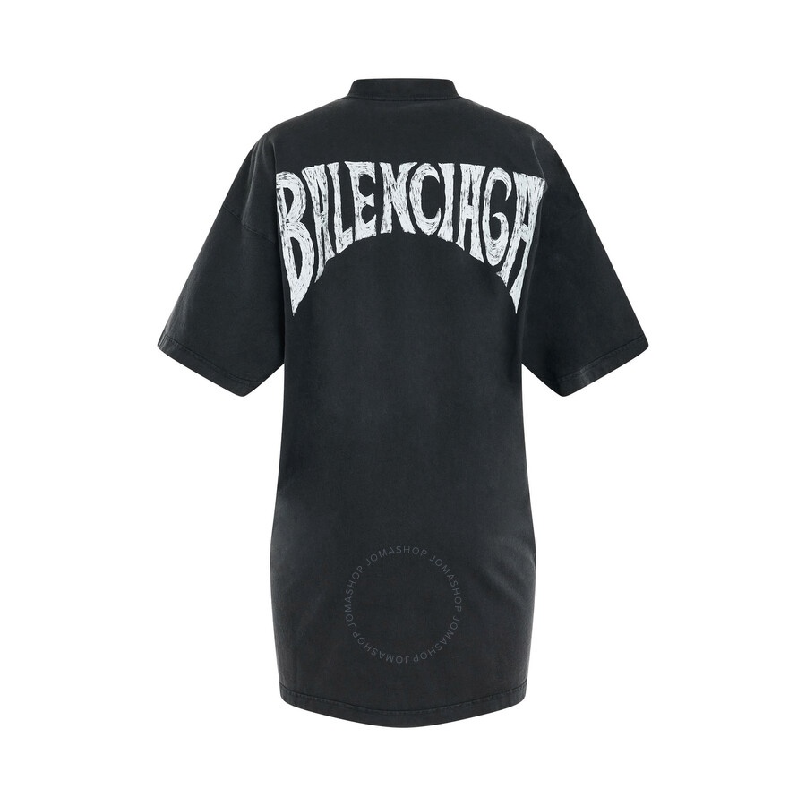 【BALENCIAGA】l Logo Print Short Sleeve T-shirt Dress BALENCIAGA Balenciaga Ladies Logo-Print Cotton T-Shirt Dress