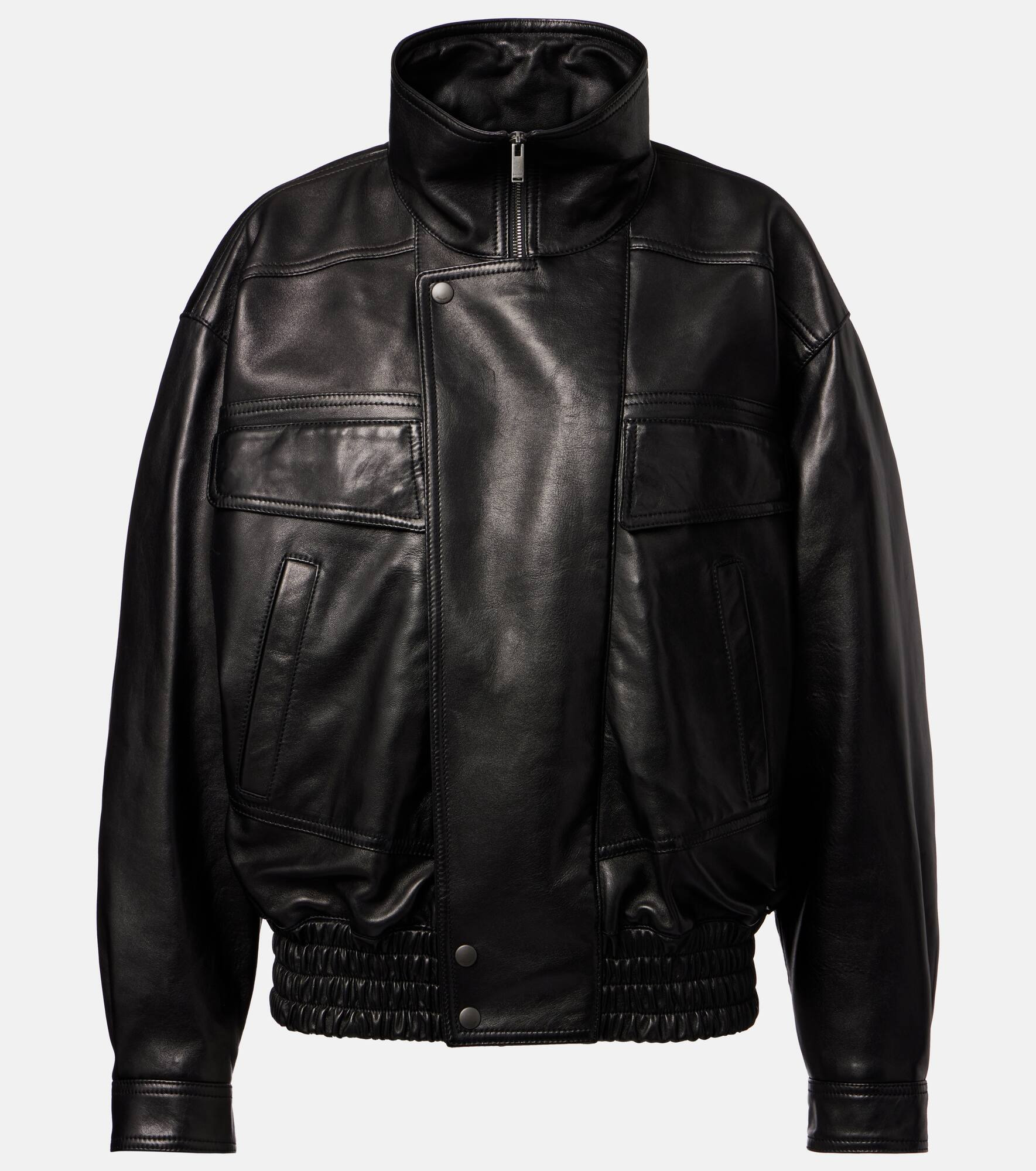 Leather bomber jacket - 1