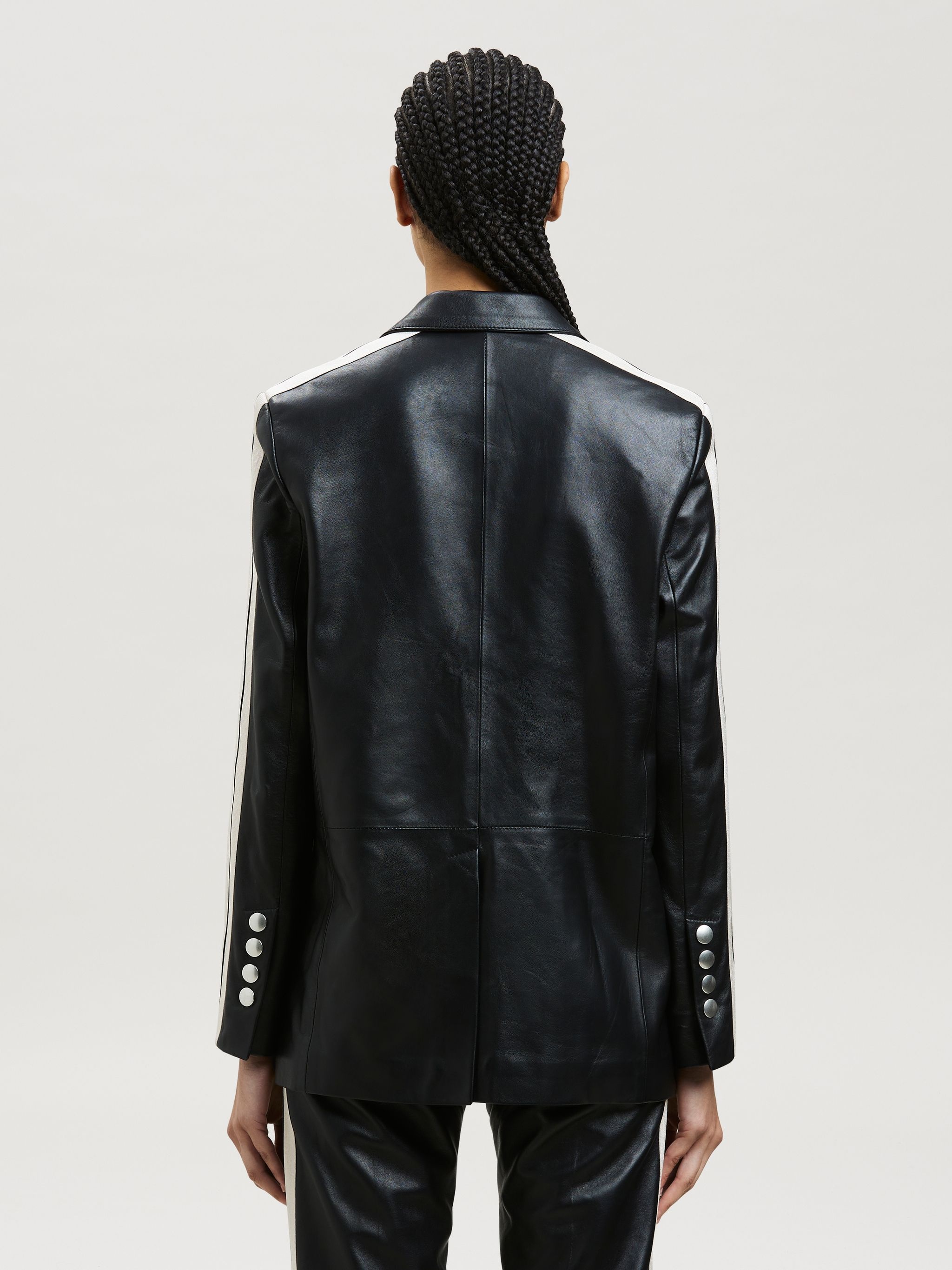 LEATHER TRACK BLAZER - 5