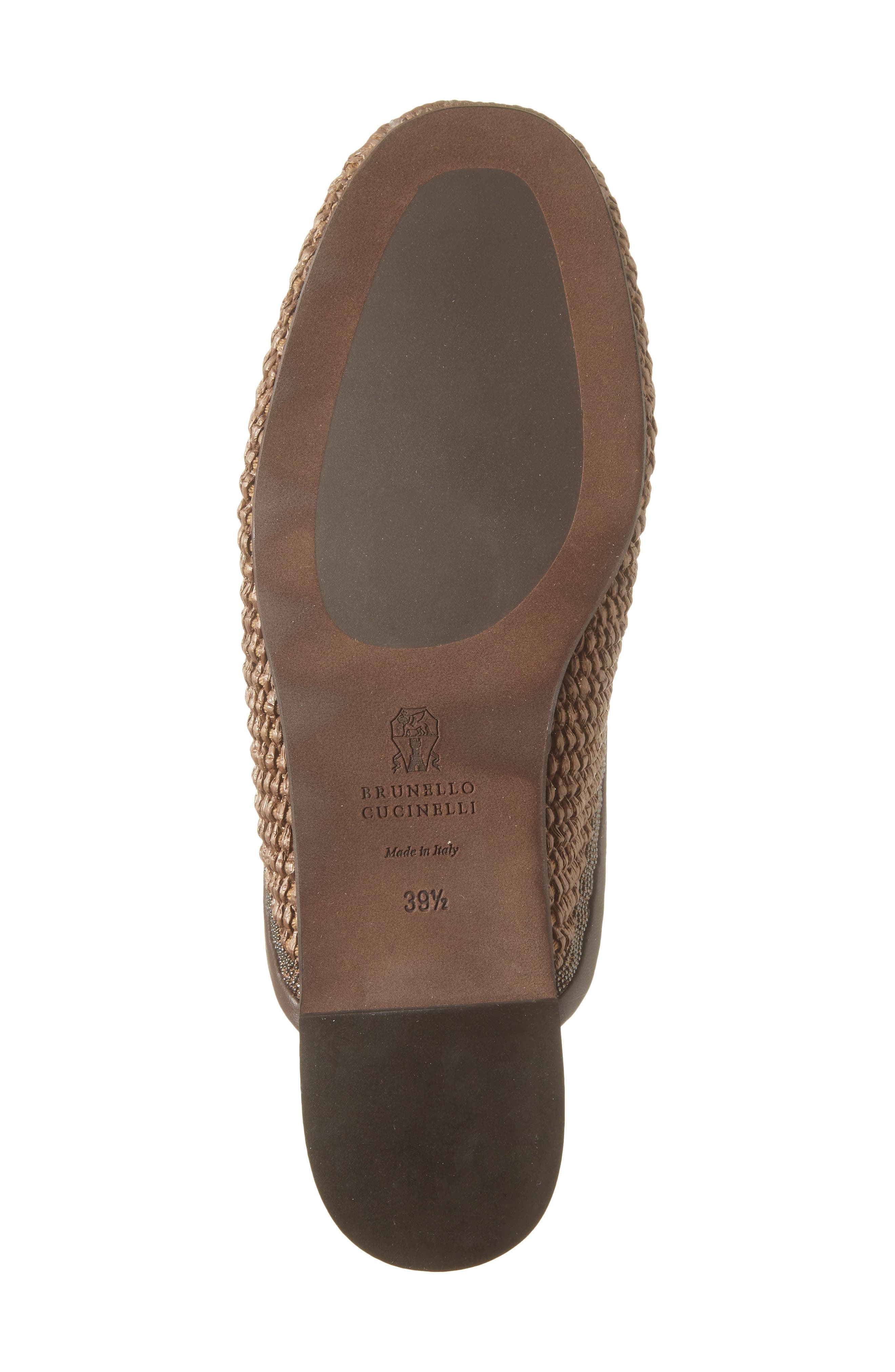 Brunello Cucinelli Monili Trim Raffia Mule in C193 Dark Beige at Nordstrom - 6