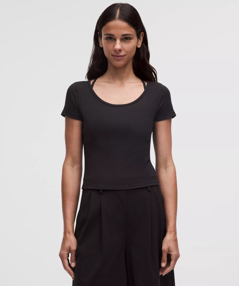 Hold Tight Micro-Rib Cross-Back T-Shirt 1