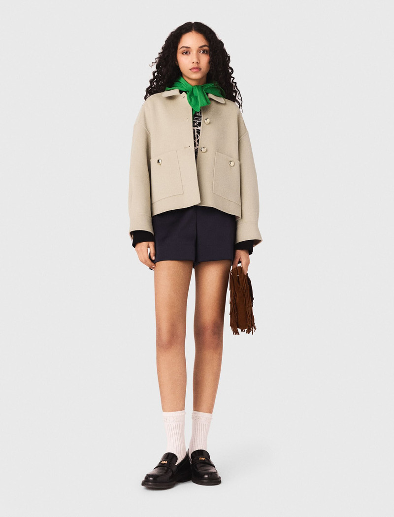 maje Short pleated-back wool jacket outlook