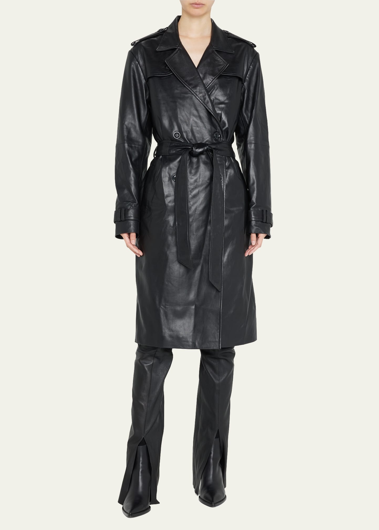 Leather Trench Coat - 4