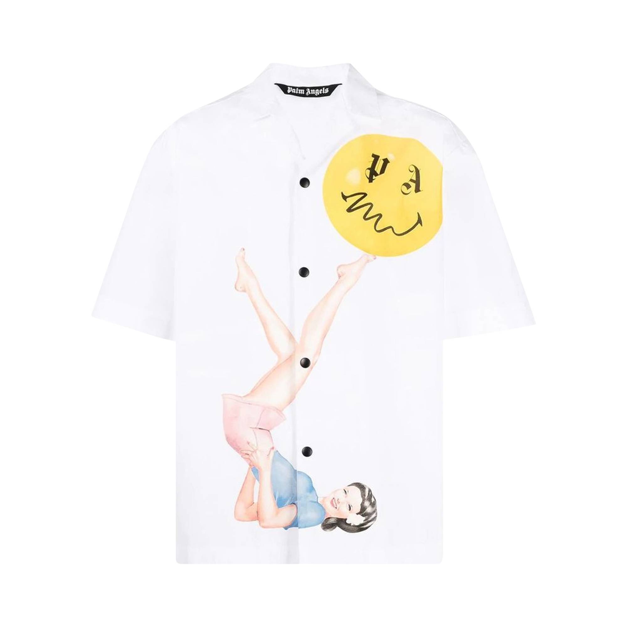 Palm Angels Juggler Pin Up Bowling Shirt 'White/Pink' - 1