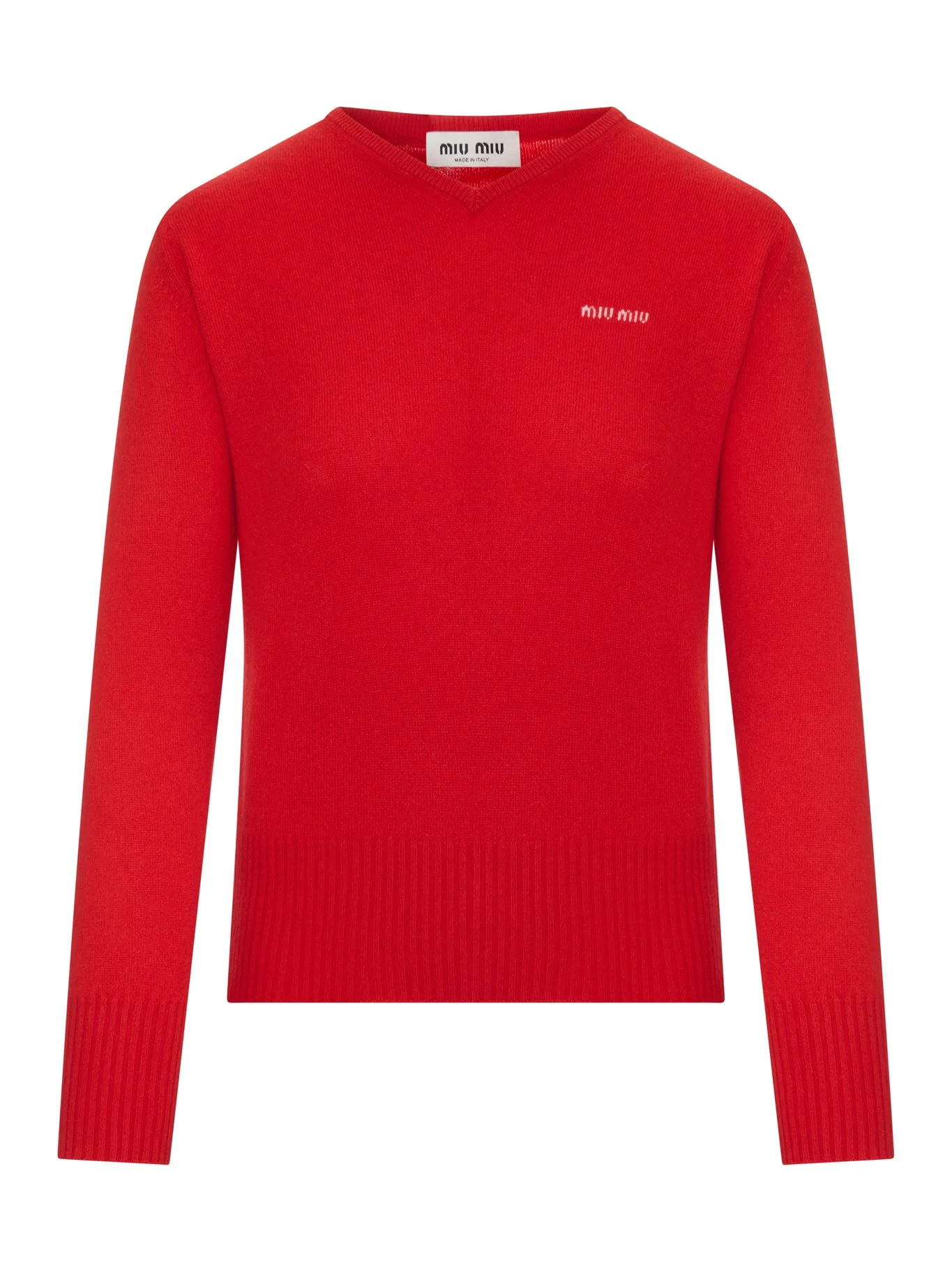 CASHMERE V-NECK SWEATER WITH LOGO - 1