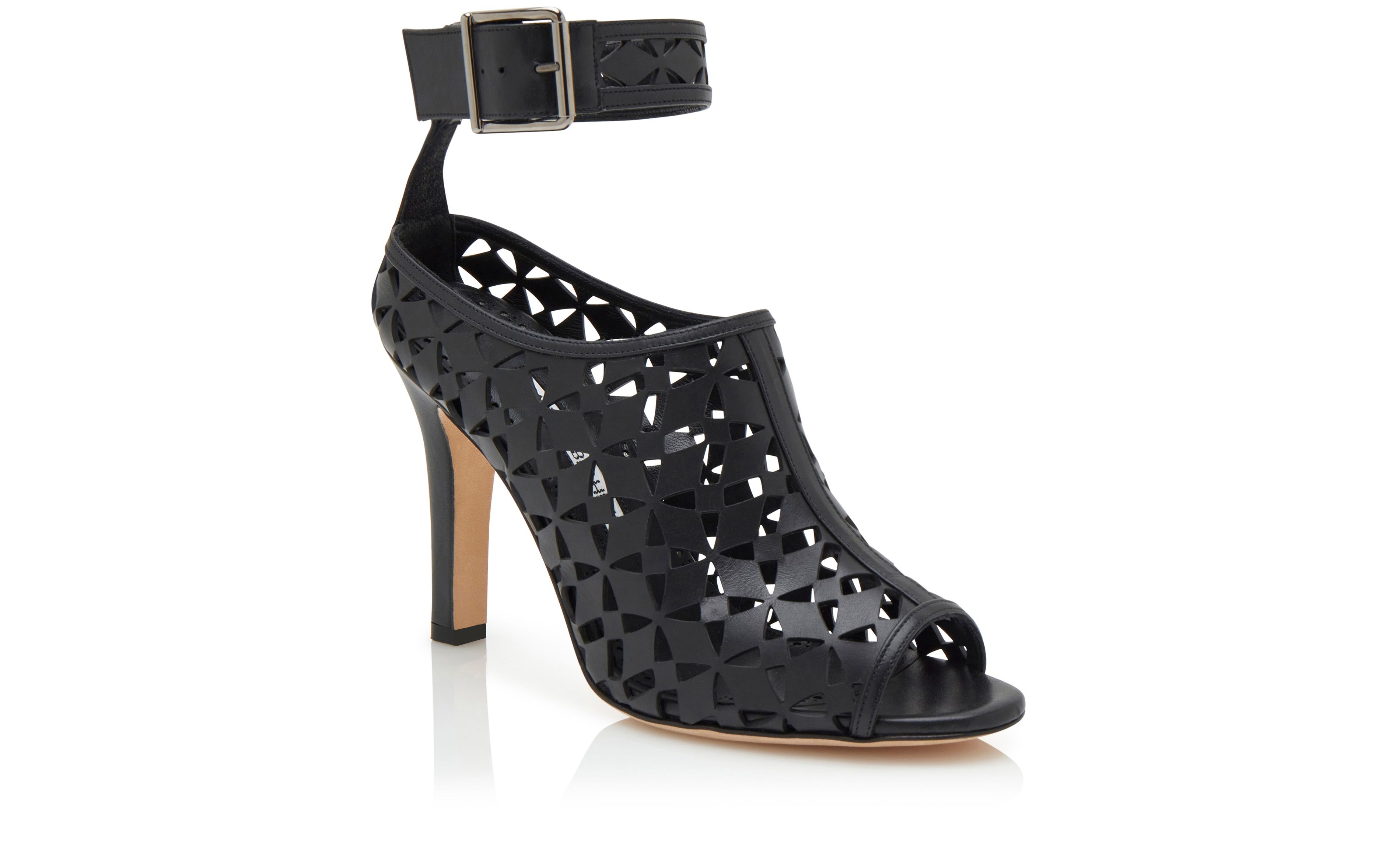Black Calf Leather Cut Out Pumps - 3