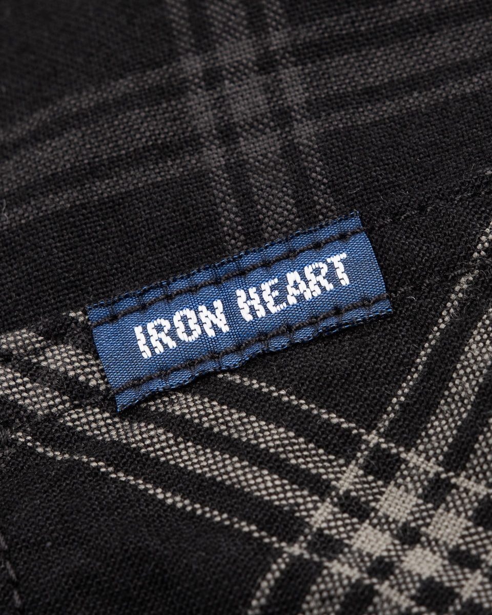 5OZ SELVEDGE SHORT SLEEVED MADRAS CHECK WESTERN SHIRT - BLACK - 13
