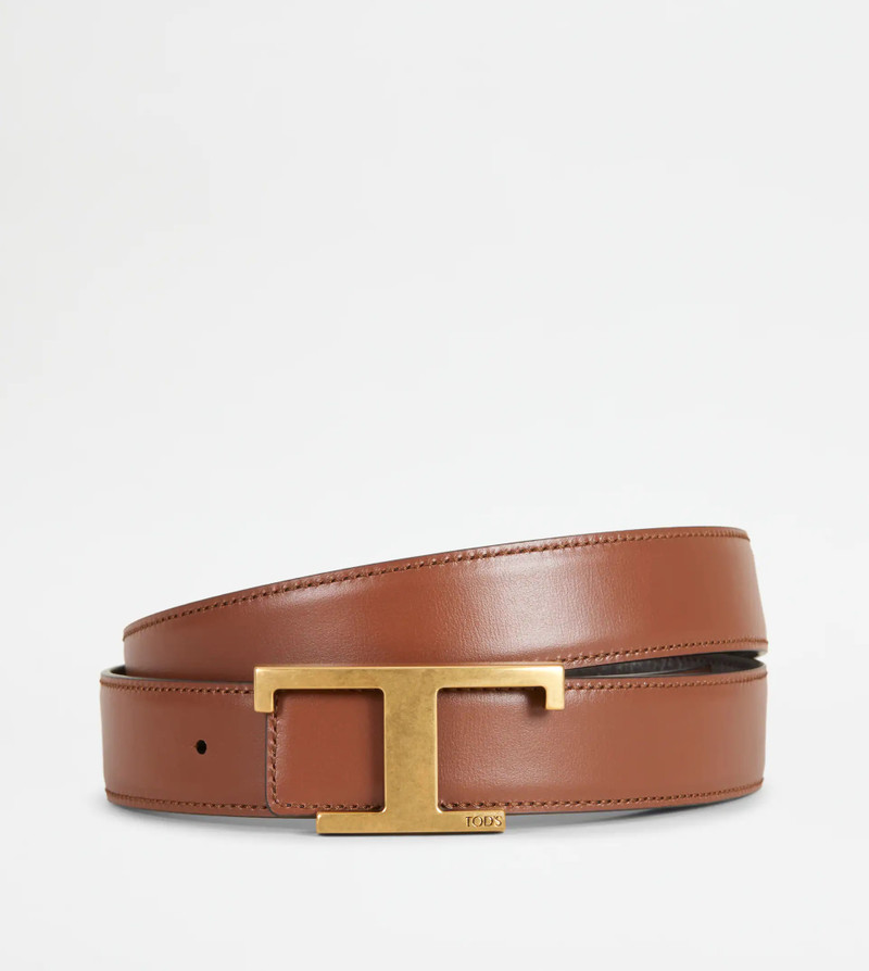 REVERSIBLE BELT IN LEATHER - BROWN 3